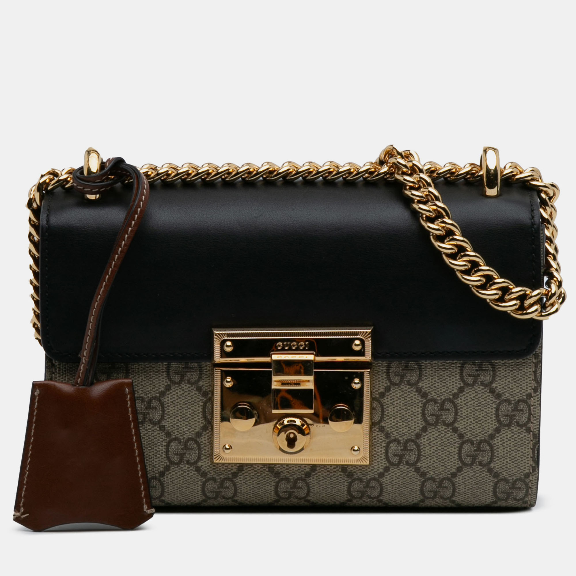 

Gucci Beige Brown Small GG Supreme Padlock Crossbody