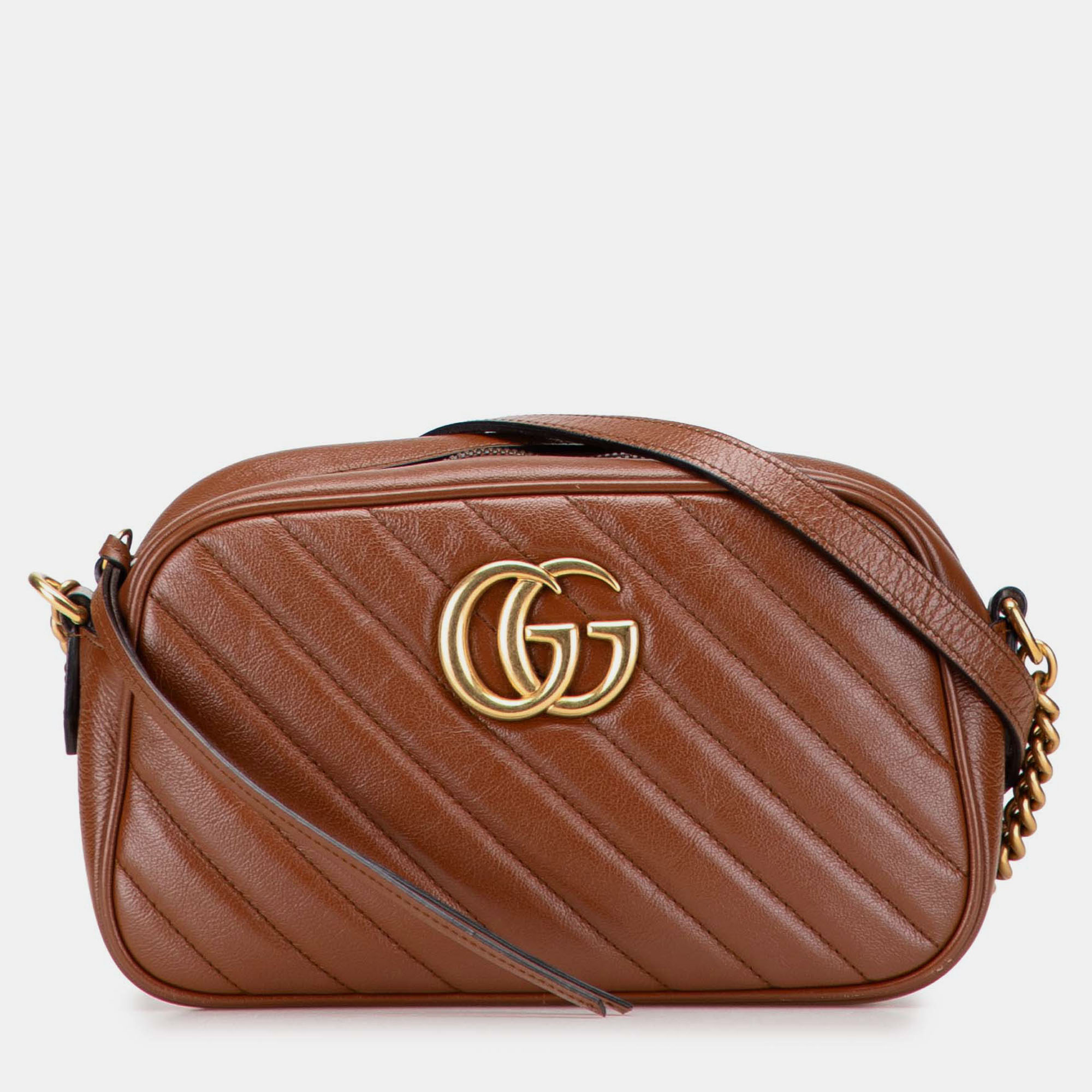 

Gucci Brown Small GG Marmont Matelasse Leather Crossbody