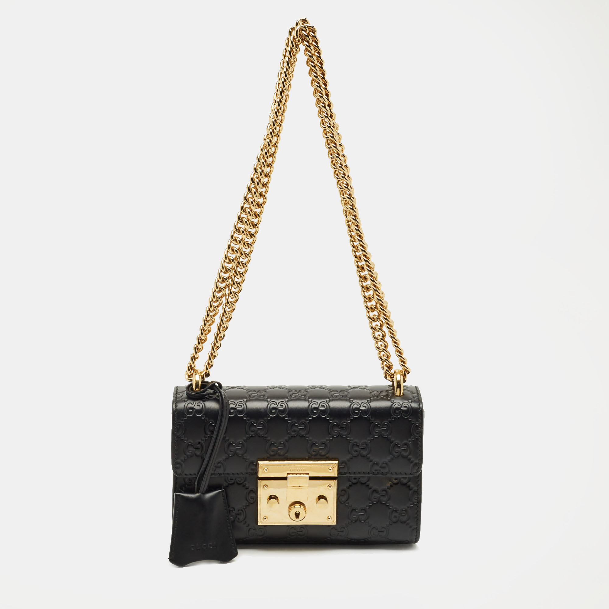 

Gucci Black Guccissima Leather  Padlock Shoulder Bag