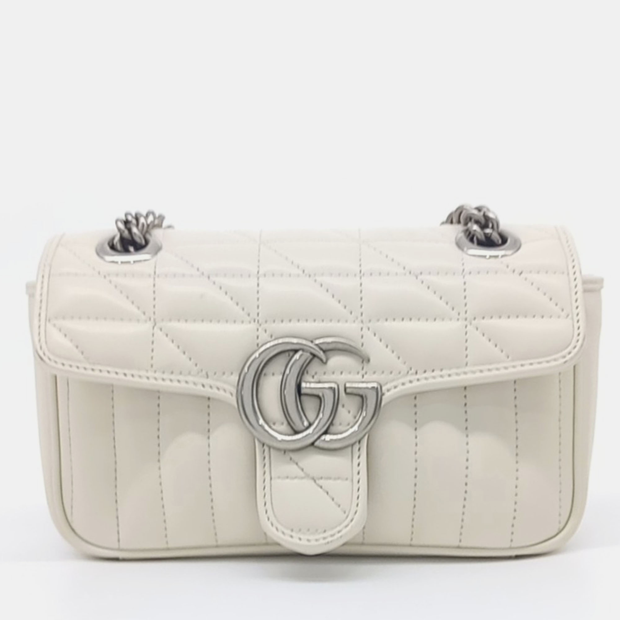 

Gucci White Leather Matrasse Mini Shoulder Bag