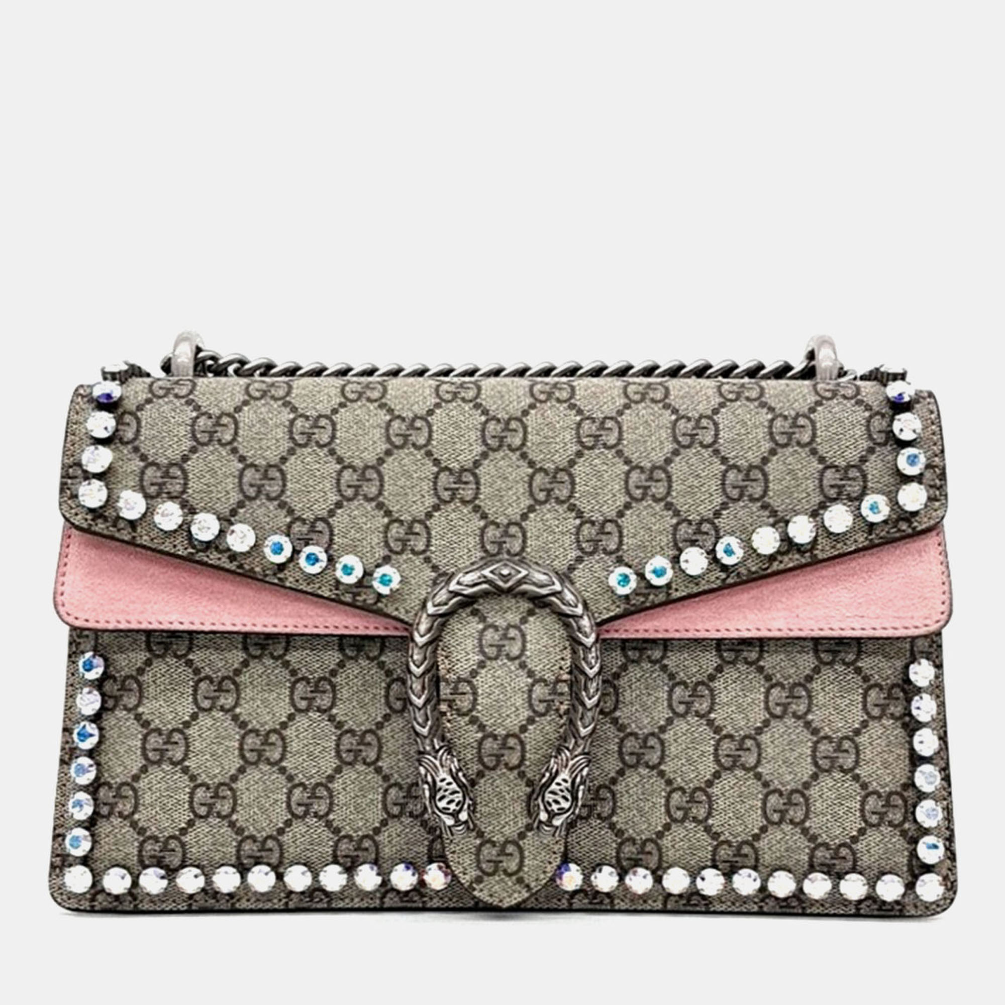 

Gucci Beige Pink Canvas and Leather Dionysus Chain Shoulder Bag