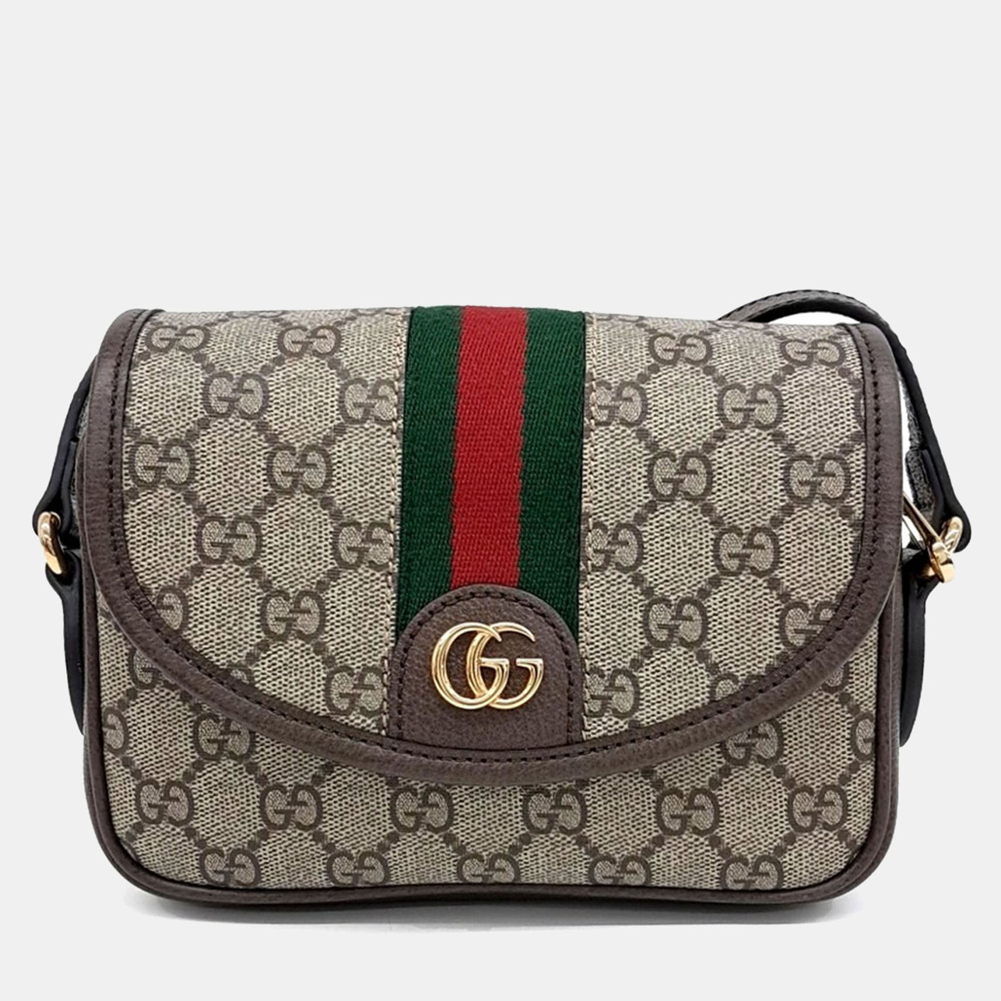 

Gucci Beige Coated Canvas and Leather Ophidia Mini GG Shoulder Bag