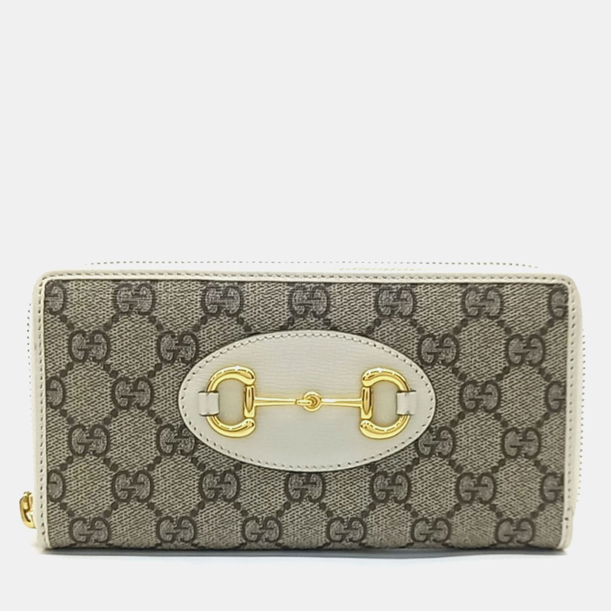 

Gucci Beige White Canvas Horsebit Long Wallet
