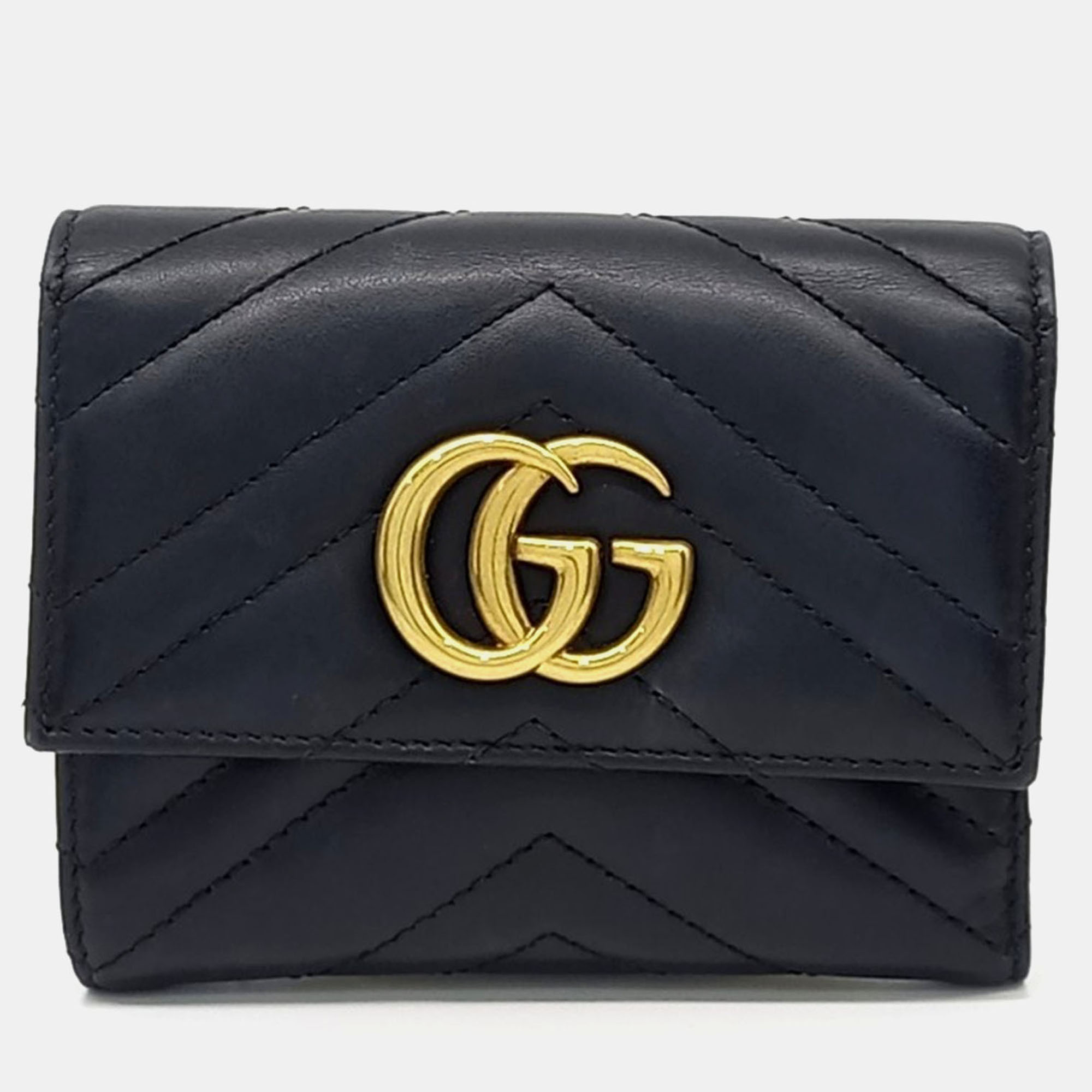 

Gucci Black Leather Marmont Chevron Medium Wallet