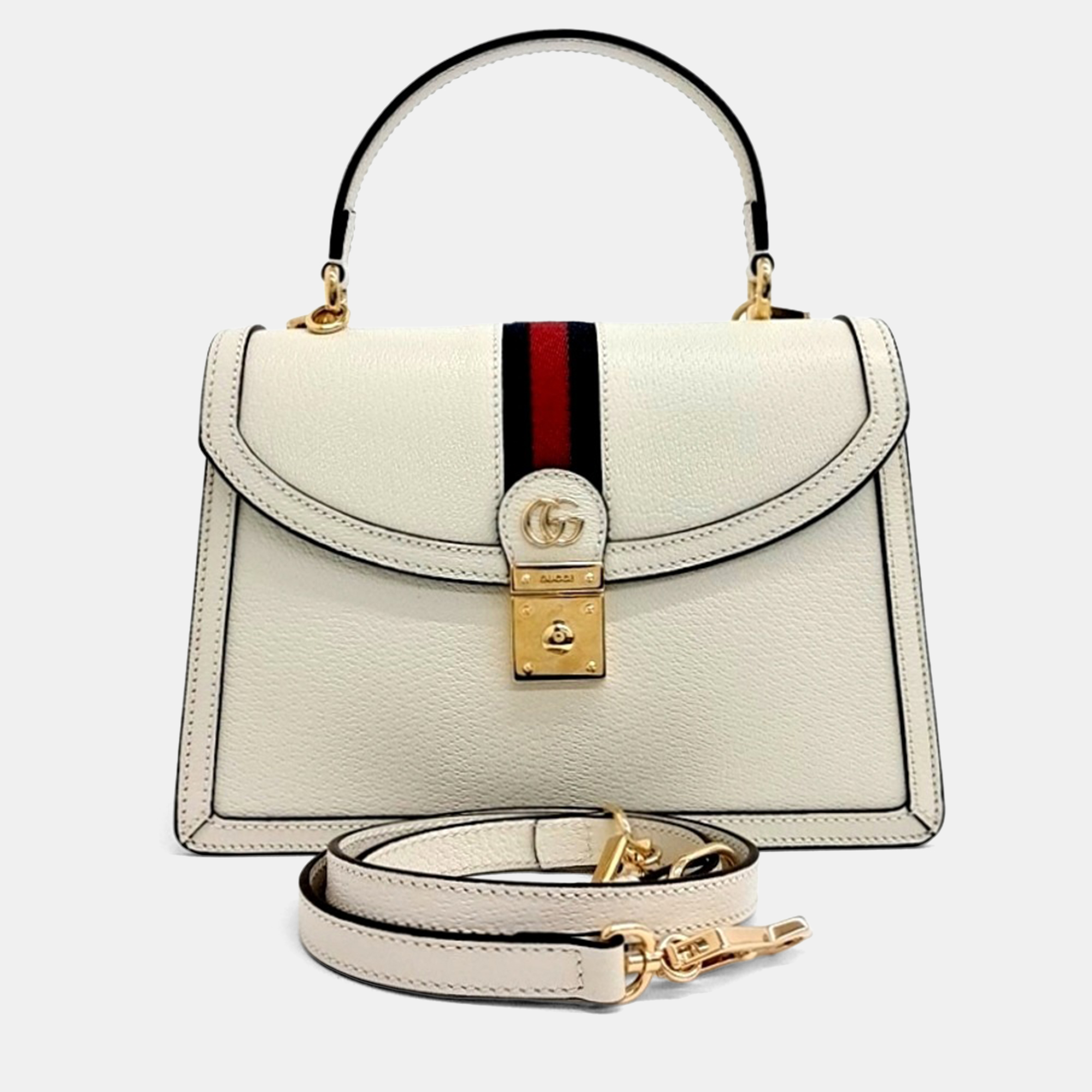 

Gucci Cream Leather Ophidia Top Handle Bag