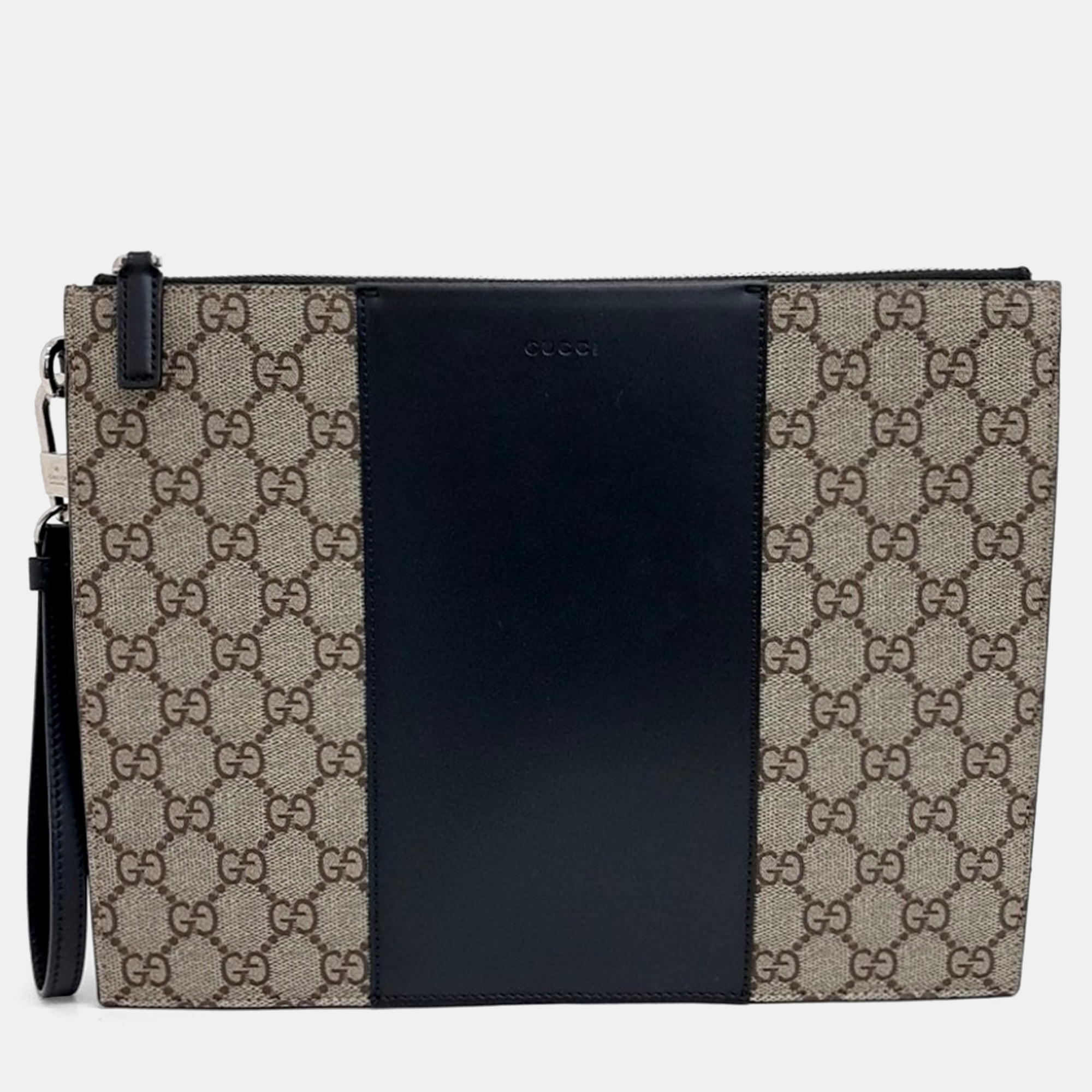 

Gucci Beige/Black Canvas GG Supreme Clutch