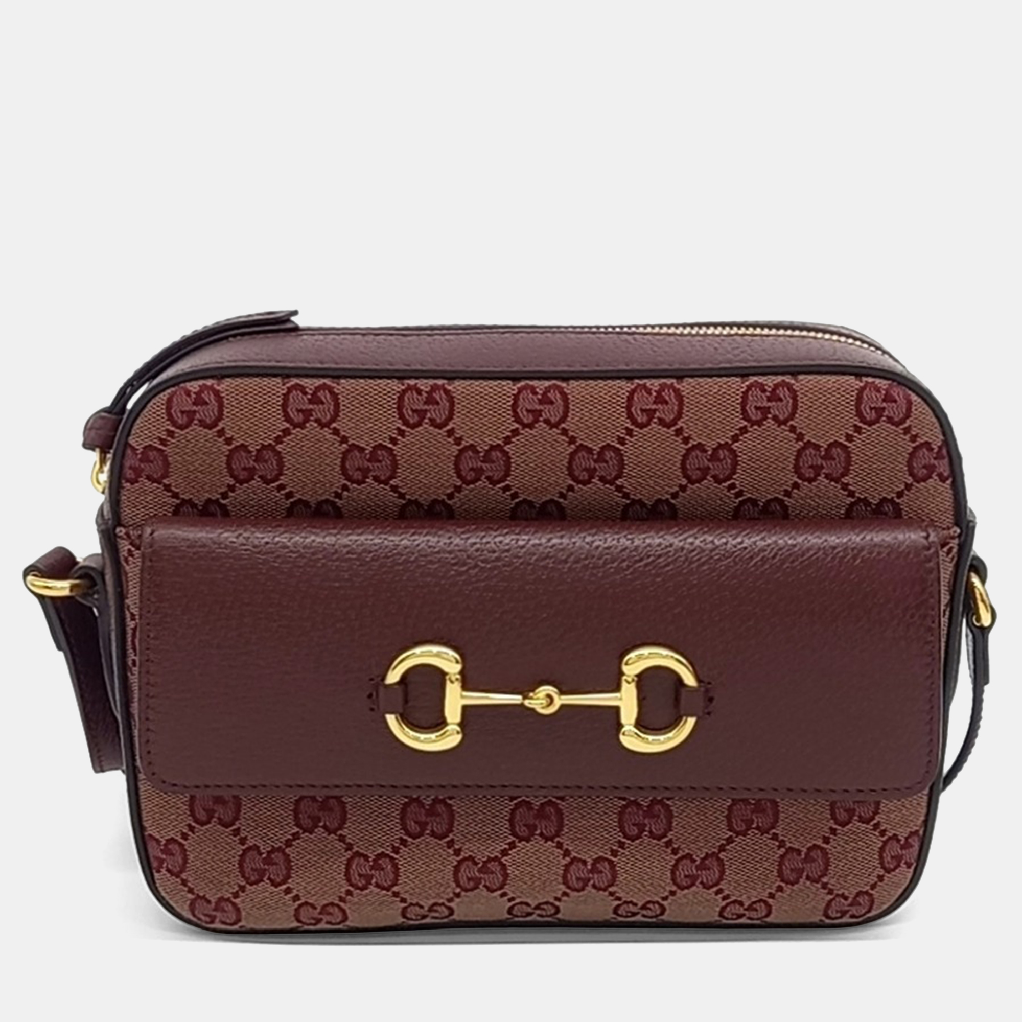 

Gucci Burgundy Coated Canvas 1955 Horsebit Small Crossbody Bag