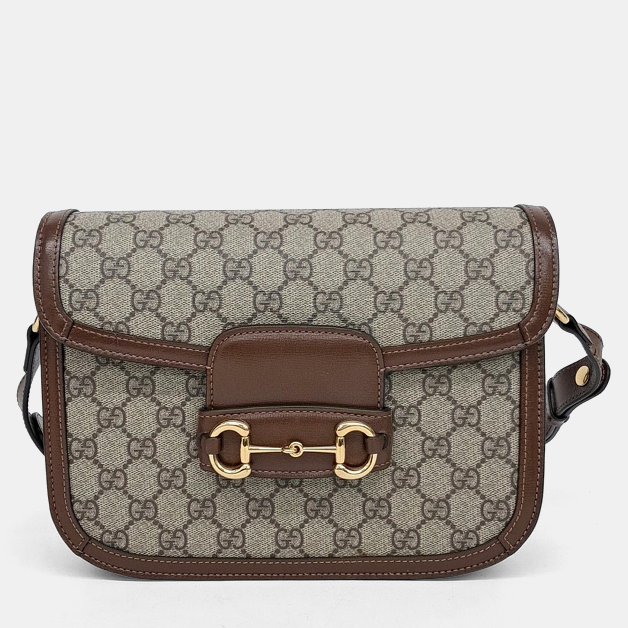 

Gucci Beige/Brown Coated Canvas 1955 Horsebit Shoulder Bag