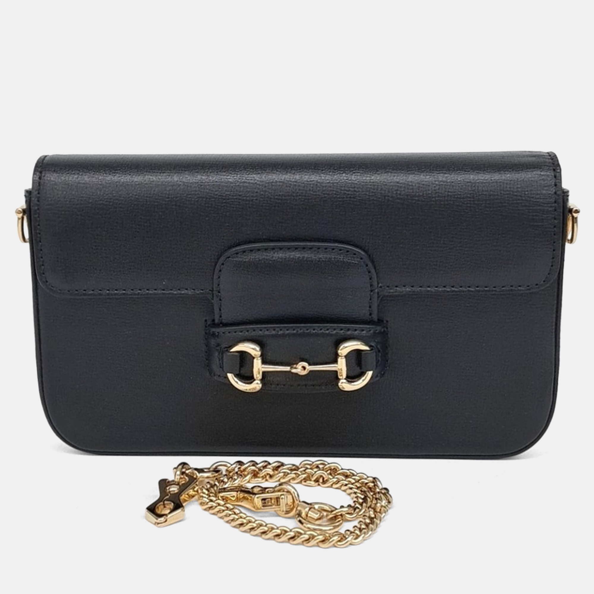 

Gucci Black Leather Horsebit 1955 Mini Chain Shoulder Bag