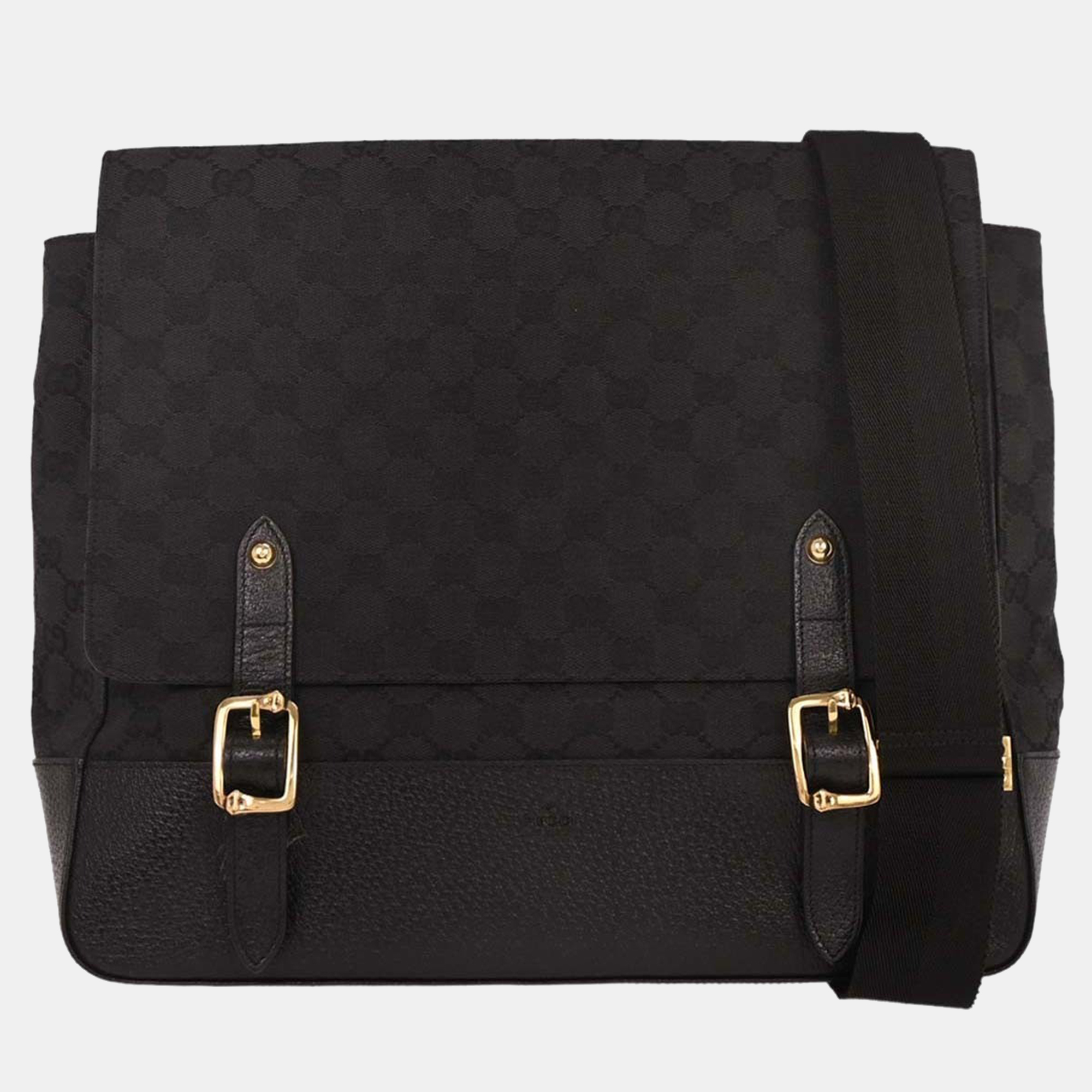 Pre-owned Gucci Black Canvas Gg Messenger Shoulder Bag