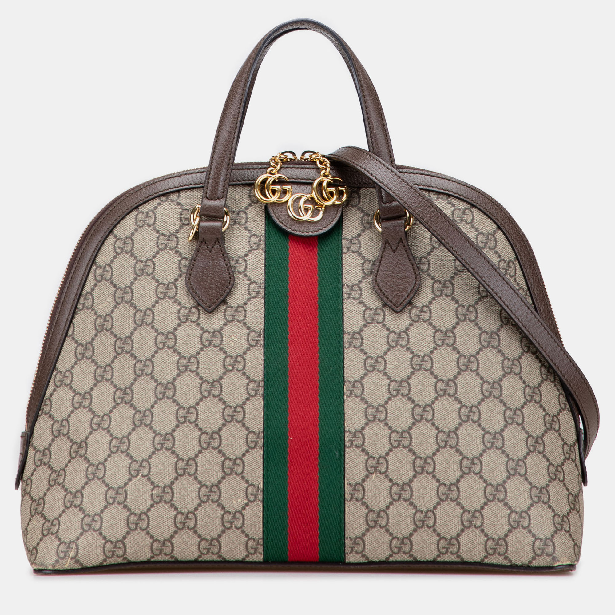 

Gucci Beige Brown Medium GG Supreme Ophidia Web Satchel