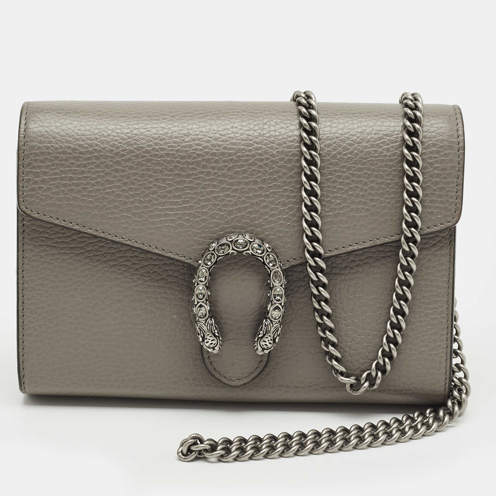

Gucci Grey Leather Mini Crystal Dionysus Shoulder Bag