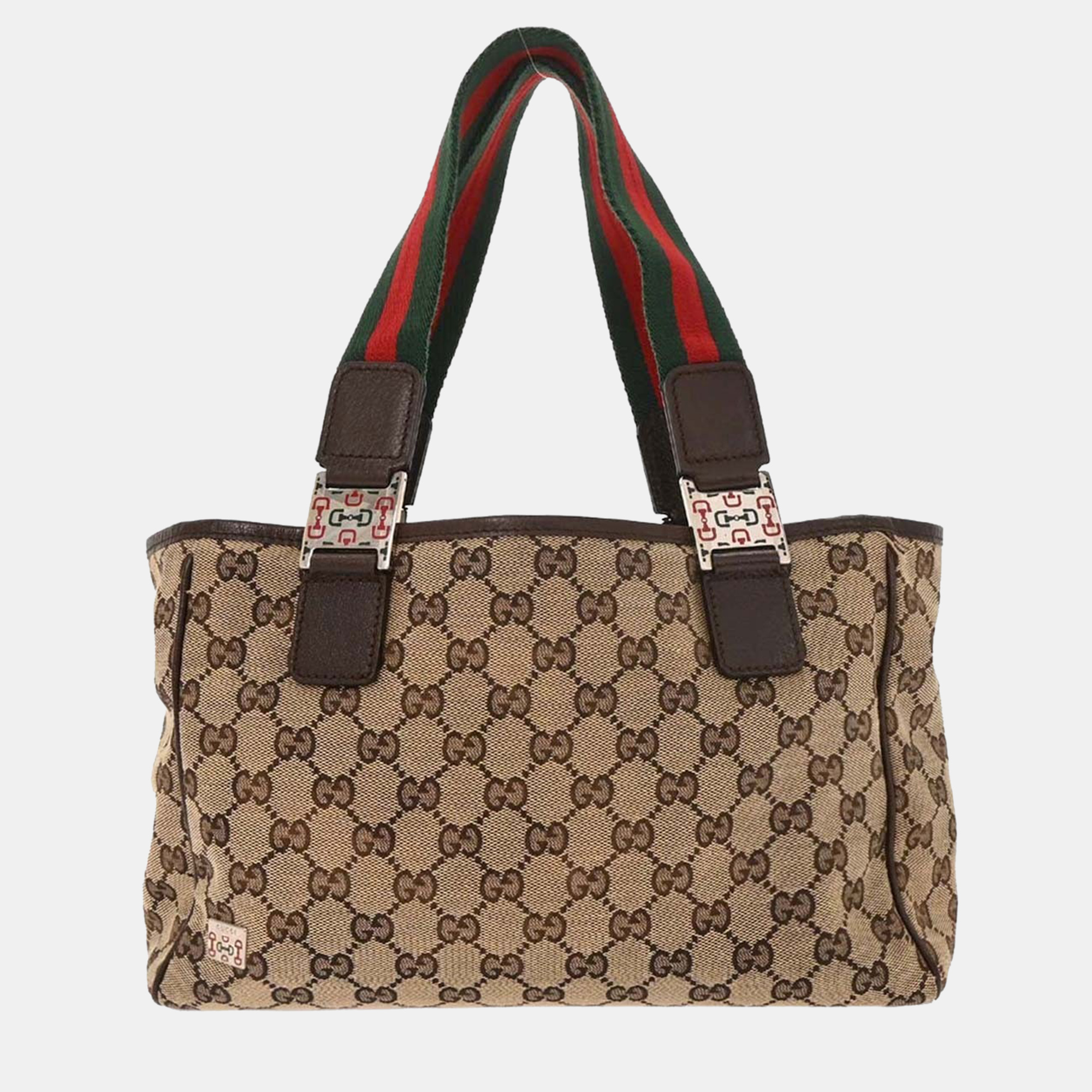 Pre-owned Gucci Beige Canvas Gg Sherry Line Tote Handbag In Sand