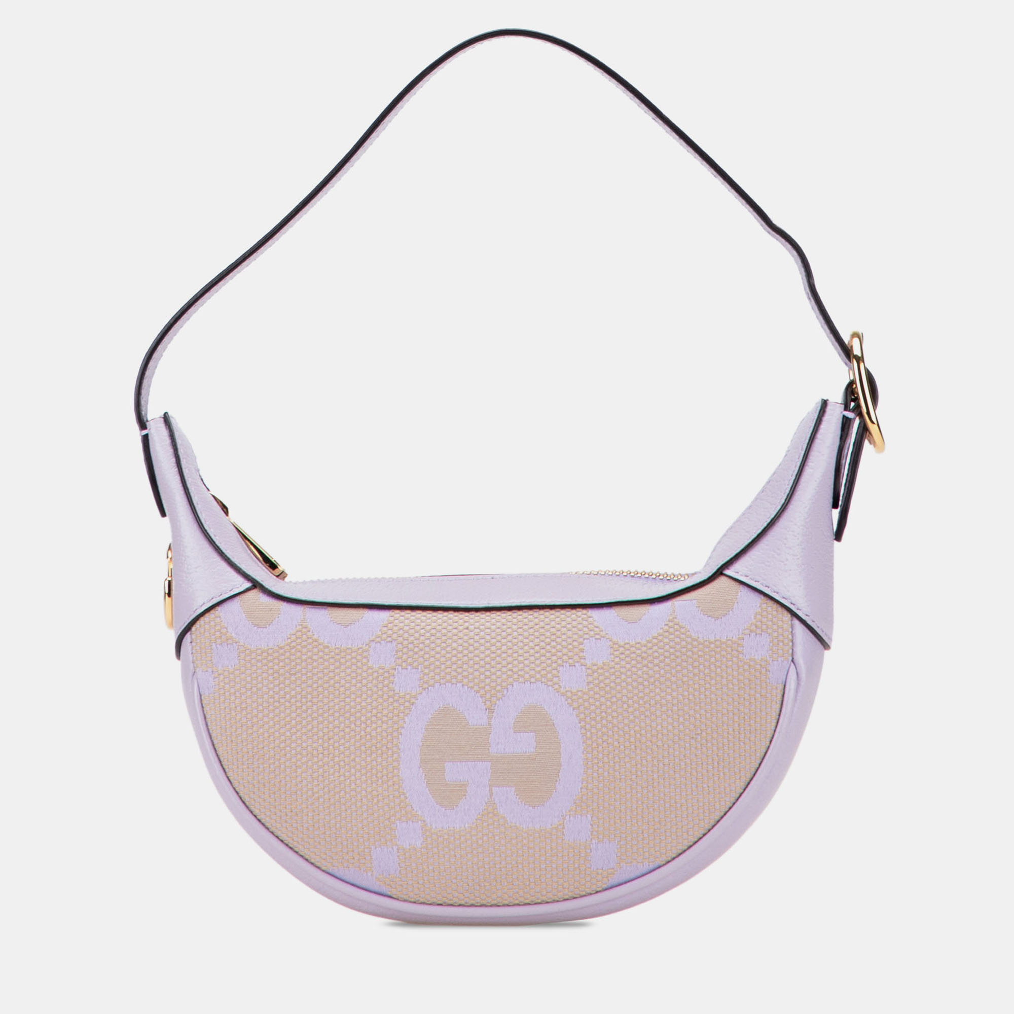 Pre-owned Gucci Beige/purple Mini Jumbo Gg Canvas Ophidia Shoulder Bag In Sand