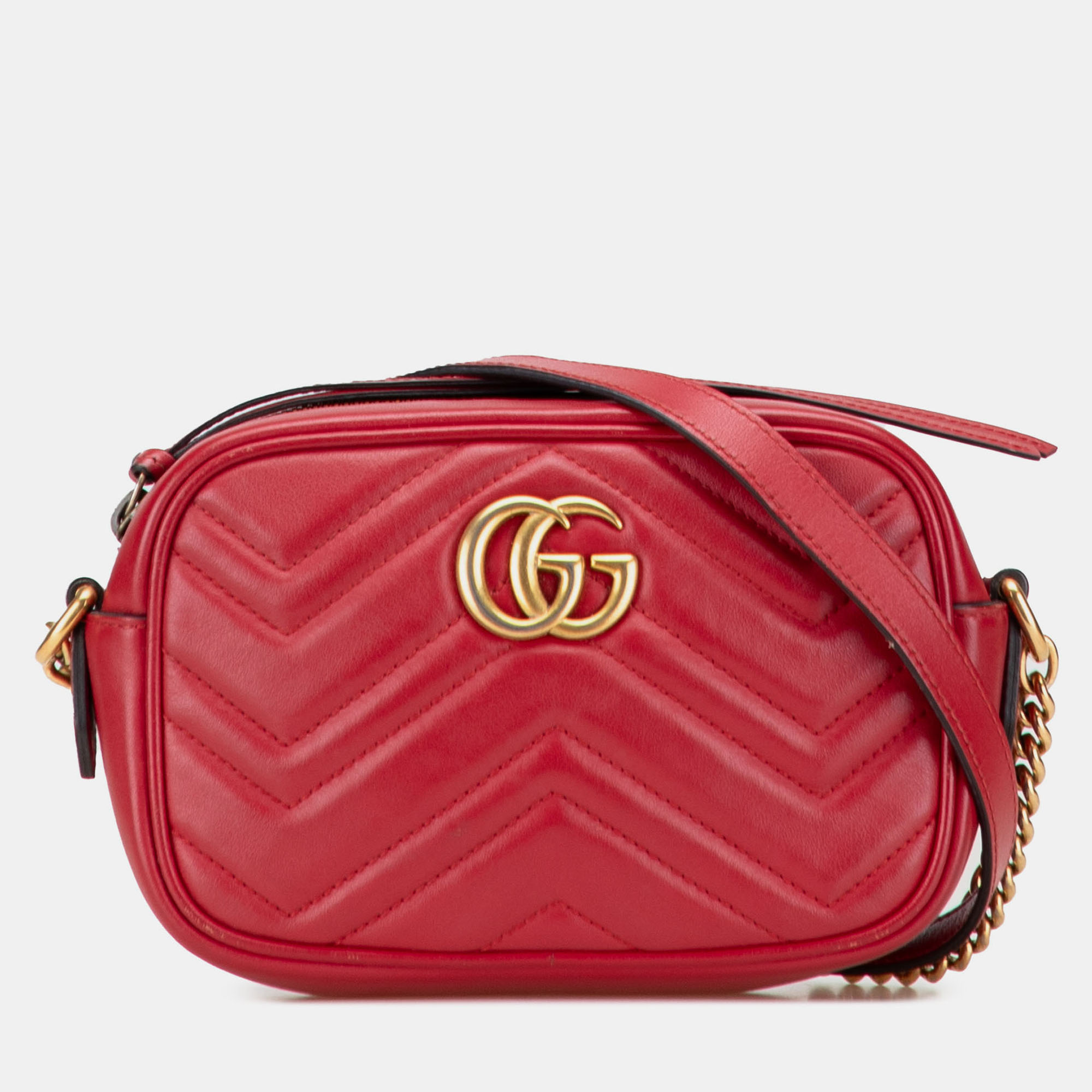 

Gucci Red Mini GG Marmont Matelasse Leather Crossbody
