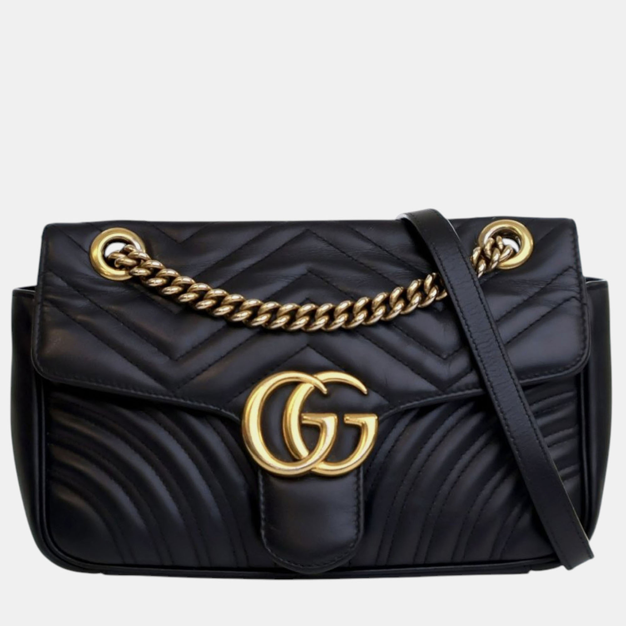 

Gucci Black Medium GG Marmont Matelasse Leather Shoulder Bag