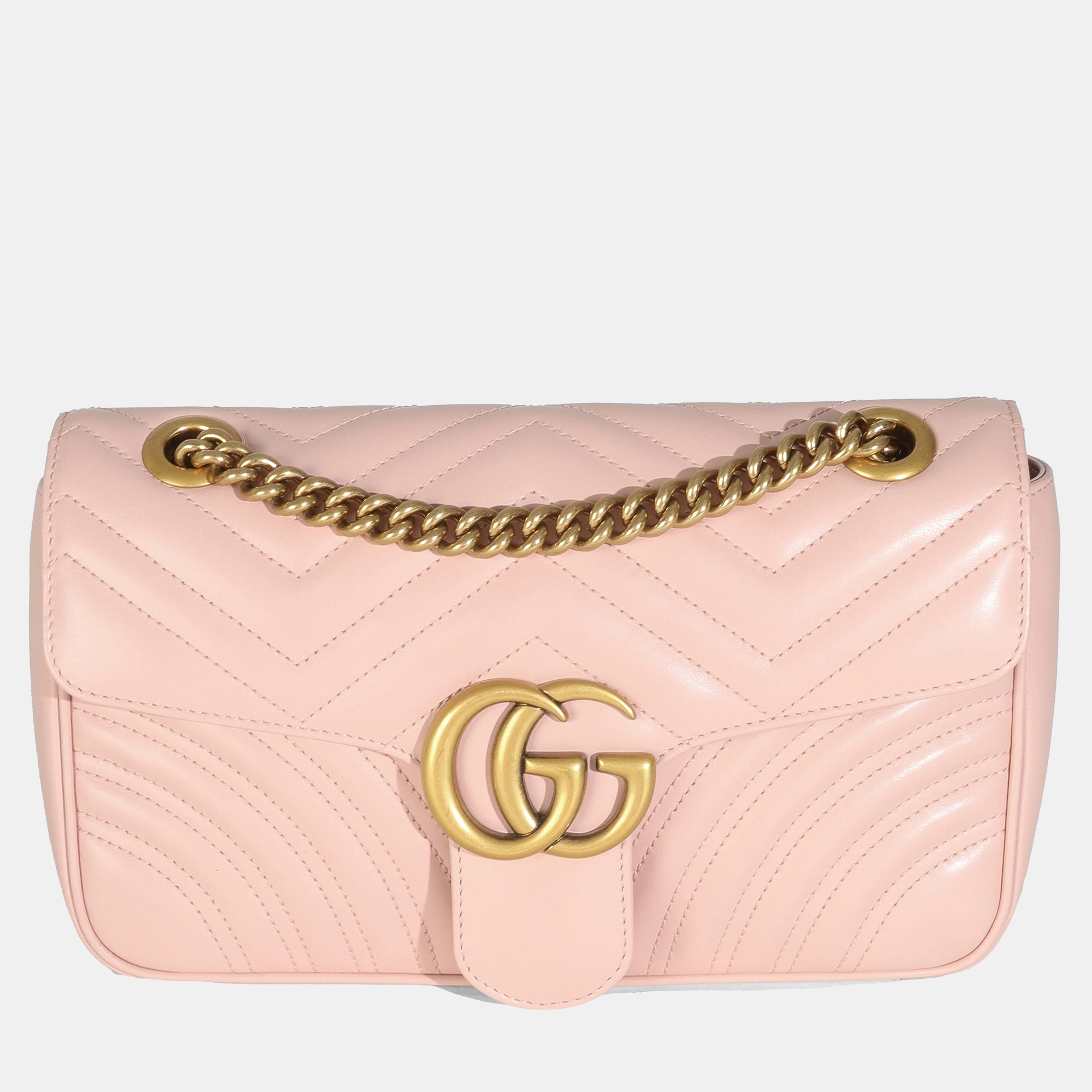 

Gucci Pink Calfskin Matelasse Small GG Marmont Shoulder Bag