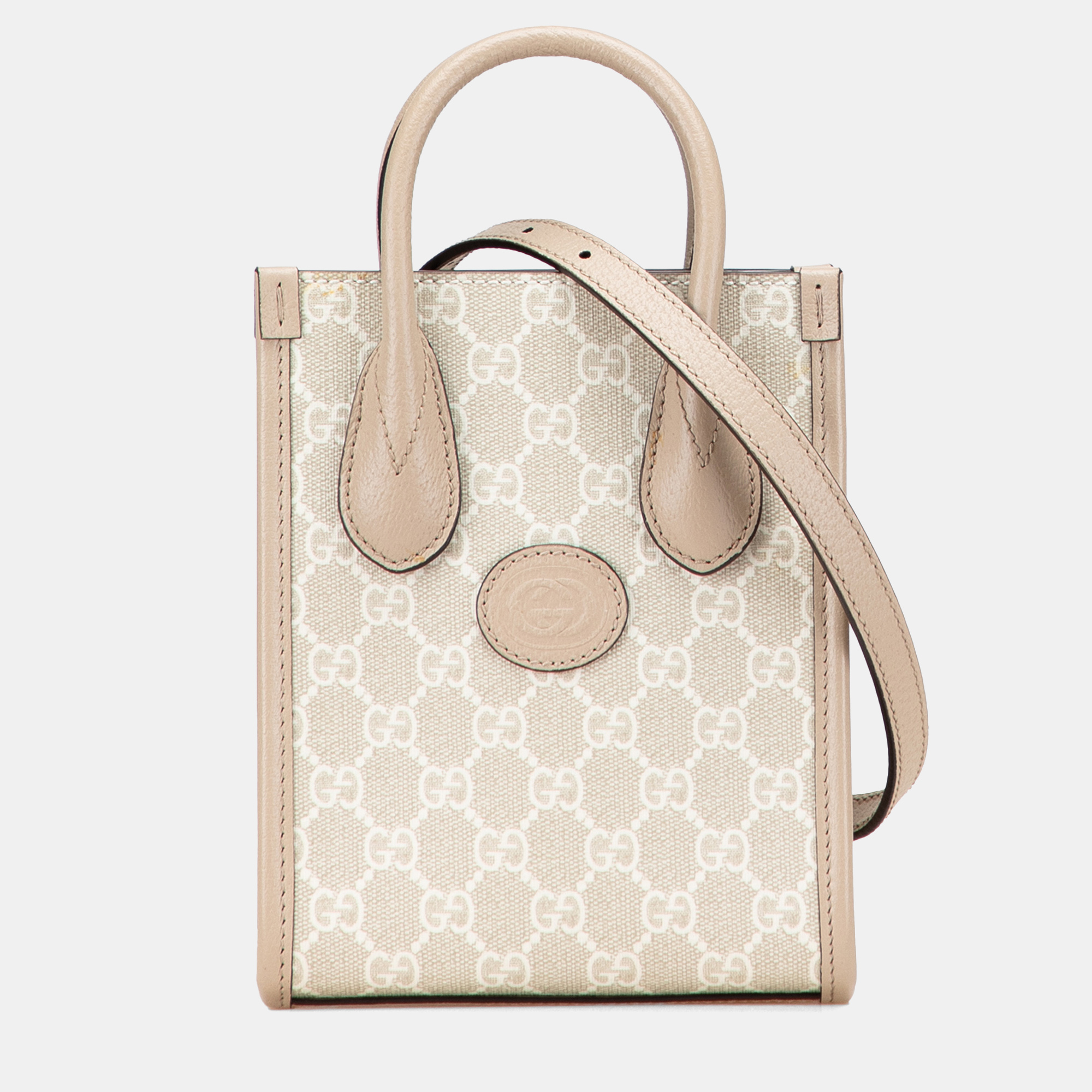 

Gucci Beige Brown Mini GG Supreme Interlocking G Satchel