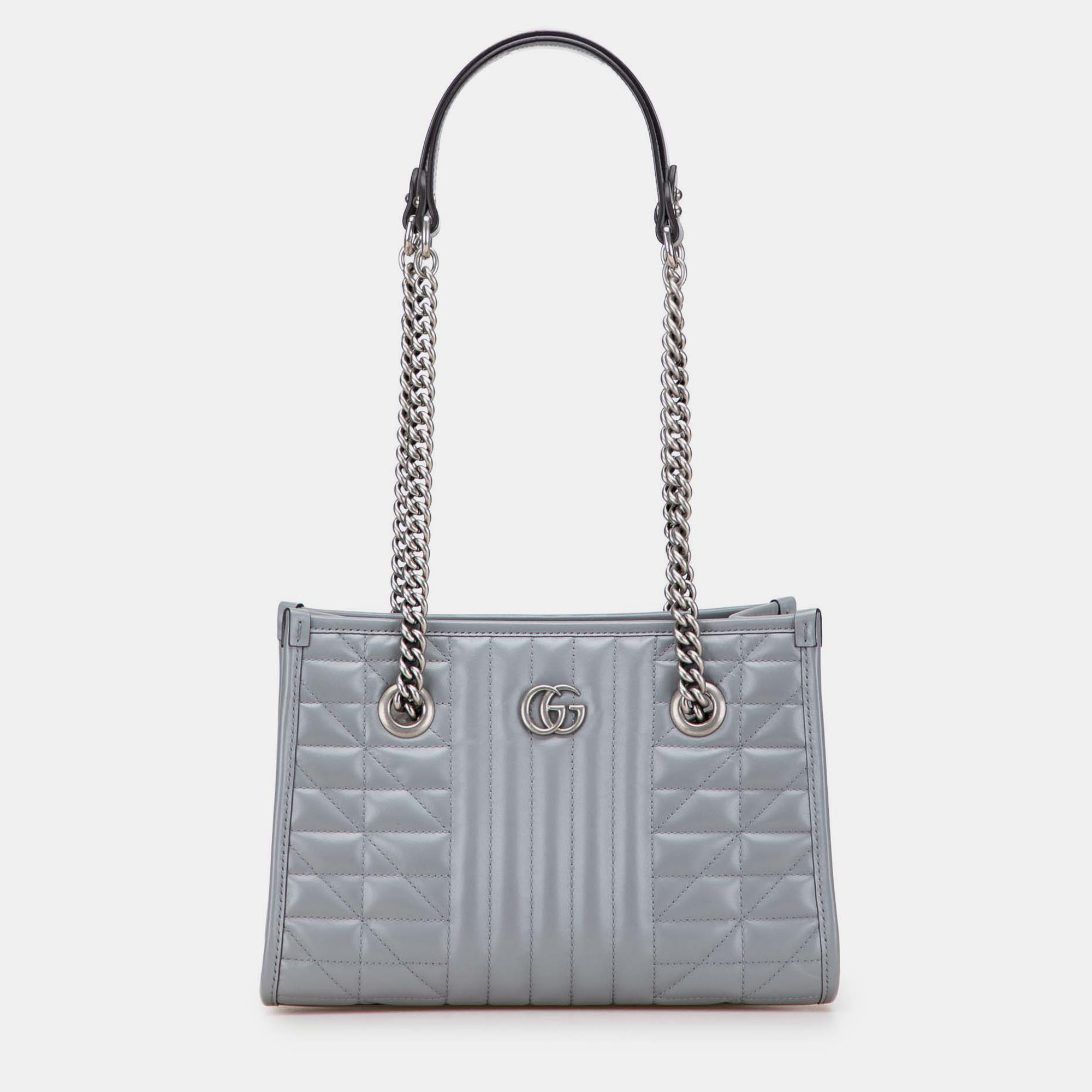 

Gucci Grey Small GG Marmont Matelasse Leather Aria Chain Tote