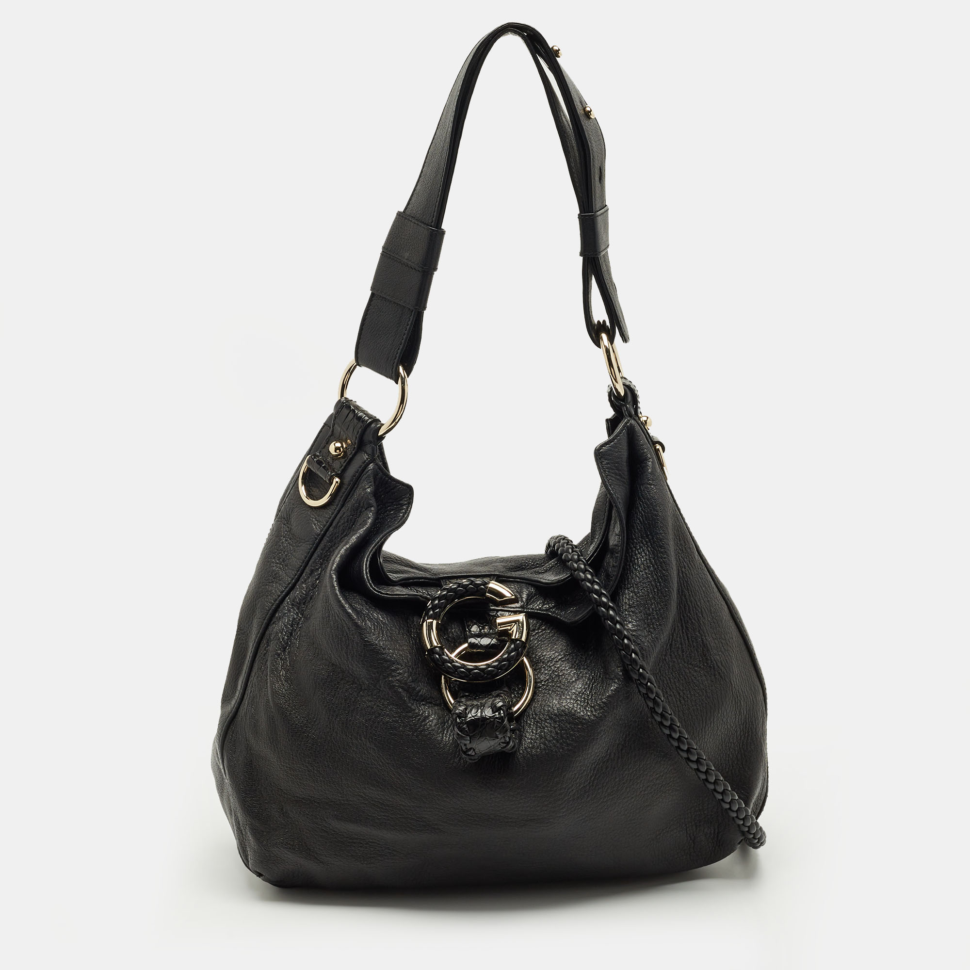 

Gucci Black Leather  Wave Hobo