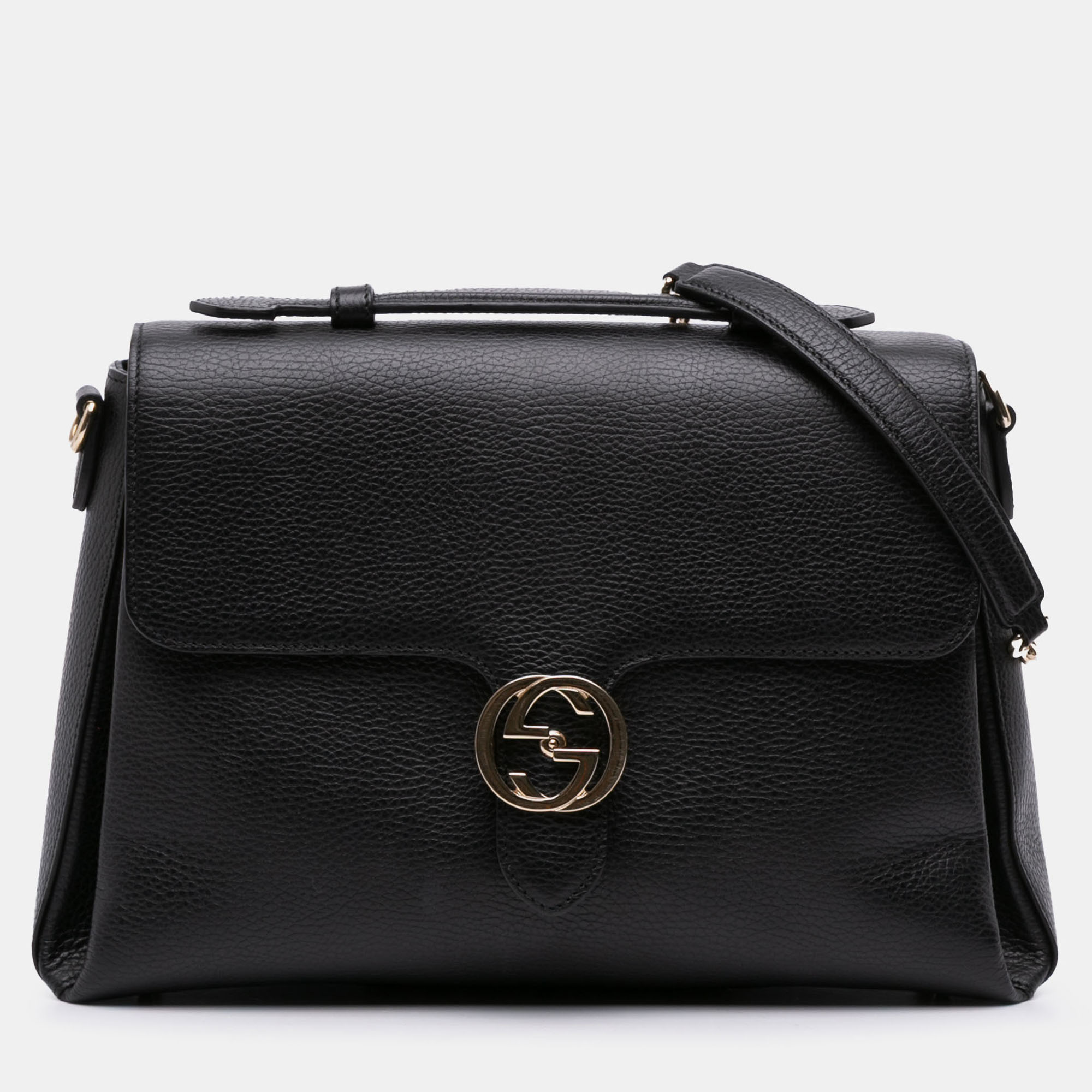 

Gucci Black Medium Dollar Calf Interlocking G Satchel