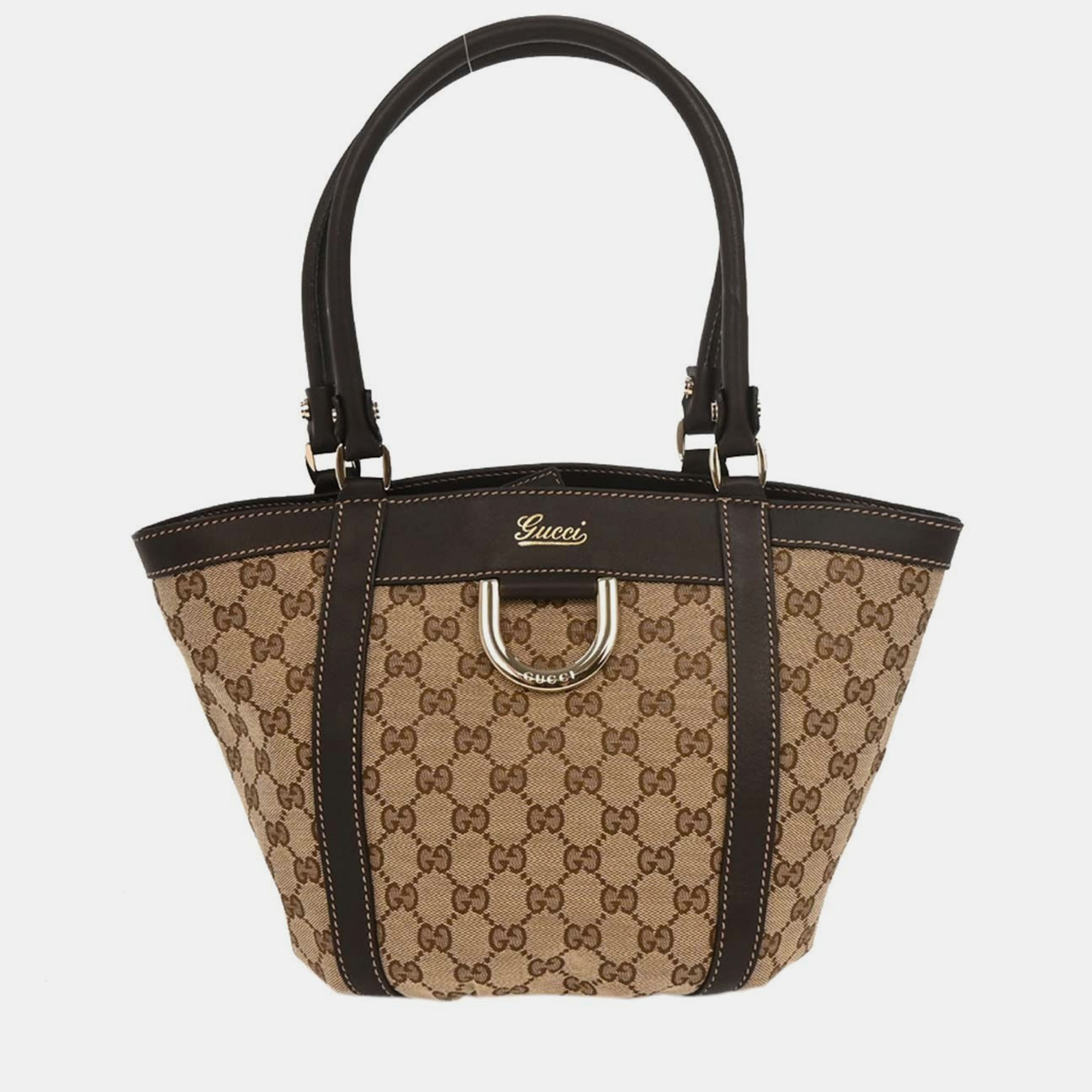 Pre-owned Gucci Beige Canvas Gg Tote Handbag 211983 204991 In Sand