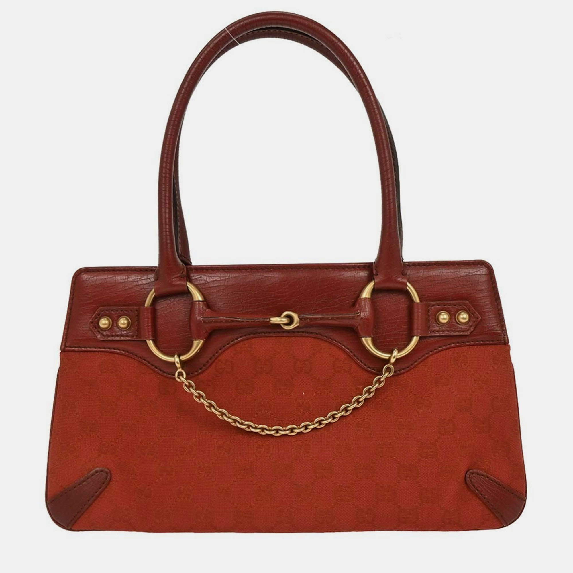 

Gucci Red Canvas GG Horsebit Handbag 114013 002058