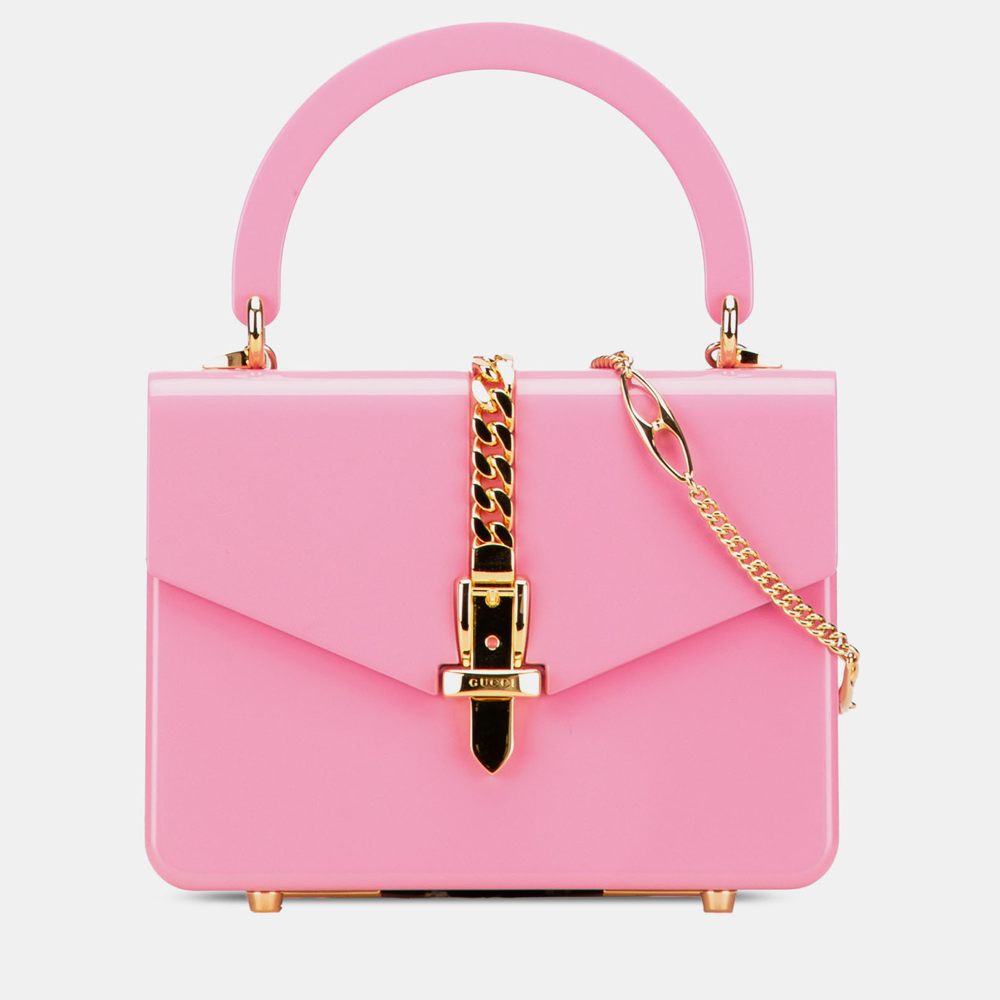 

Gucci Pink Mini Acrylic Sylvie 1969 Top Handle Bag