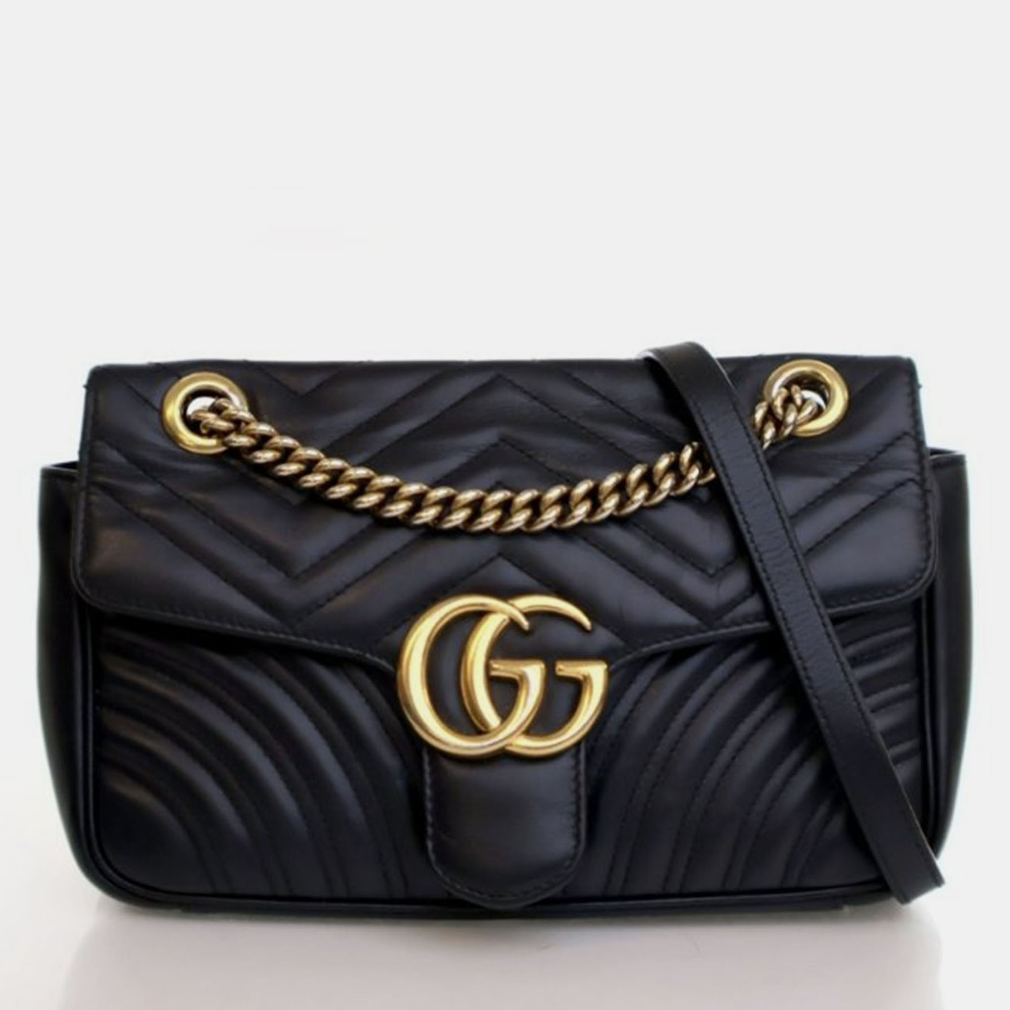 

Gucci Medium Calfskin Marmont Flap Bag, Black