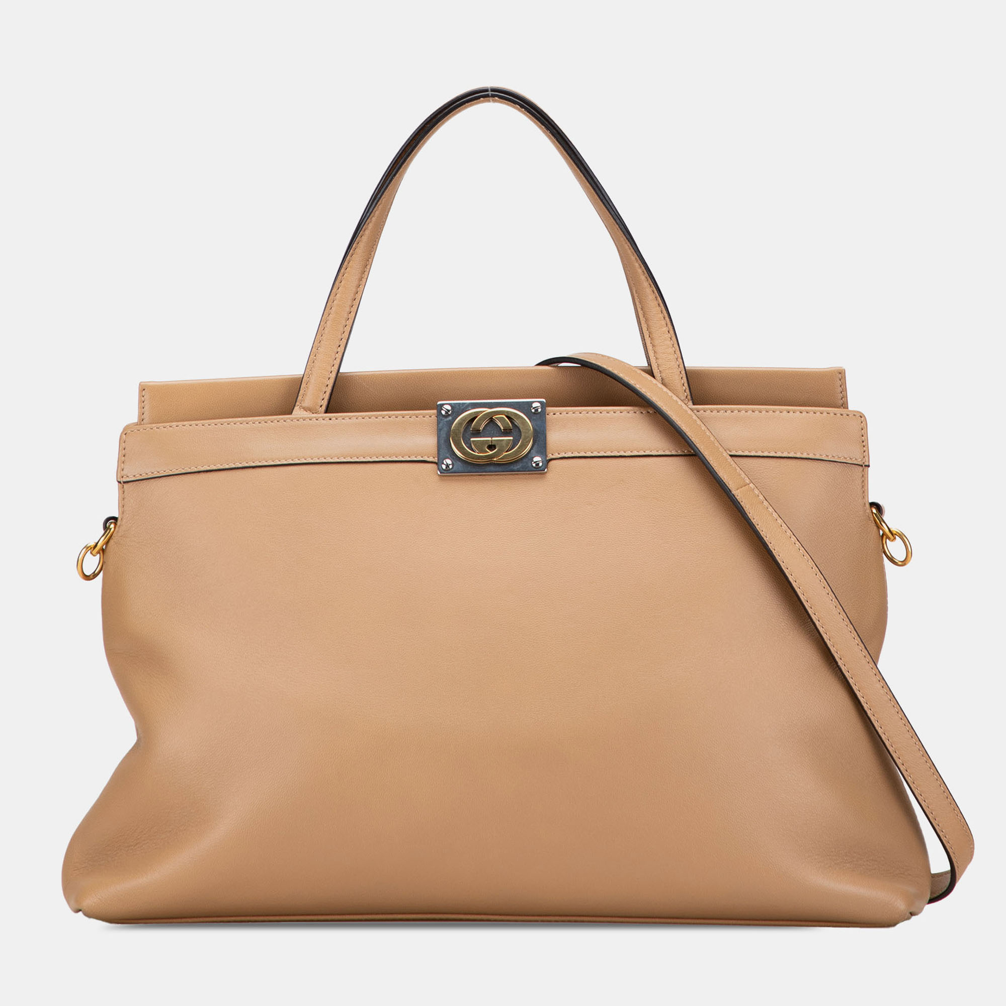 Pre-owned Gucci Brown Small Leather Linea Matisse Satchel