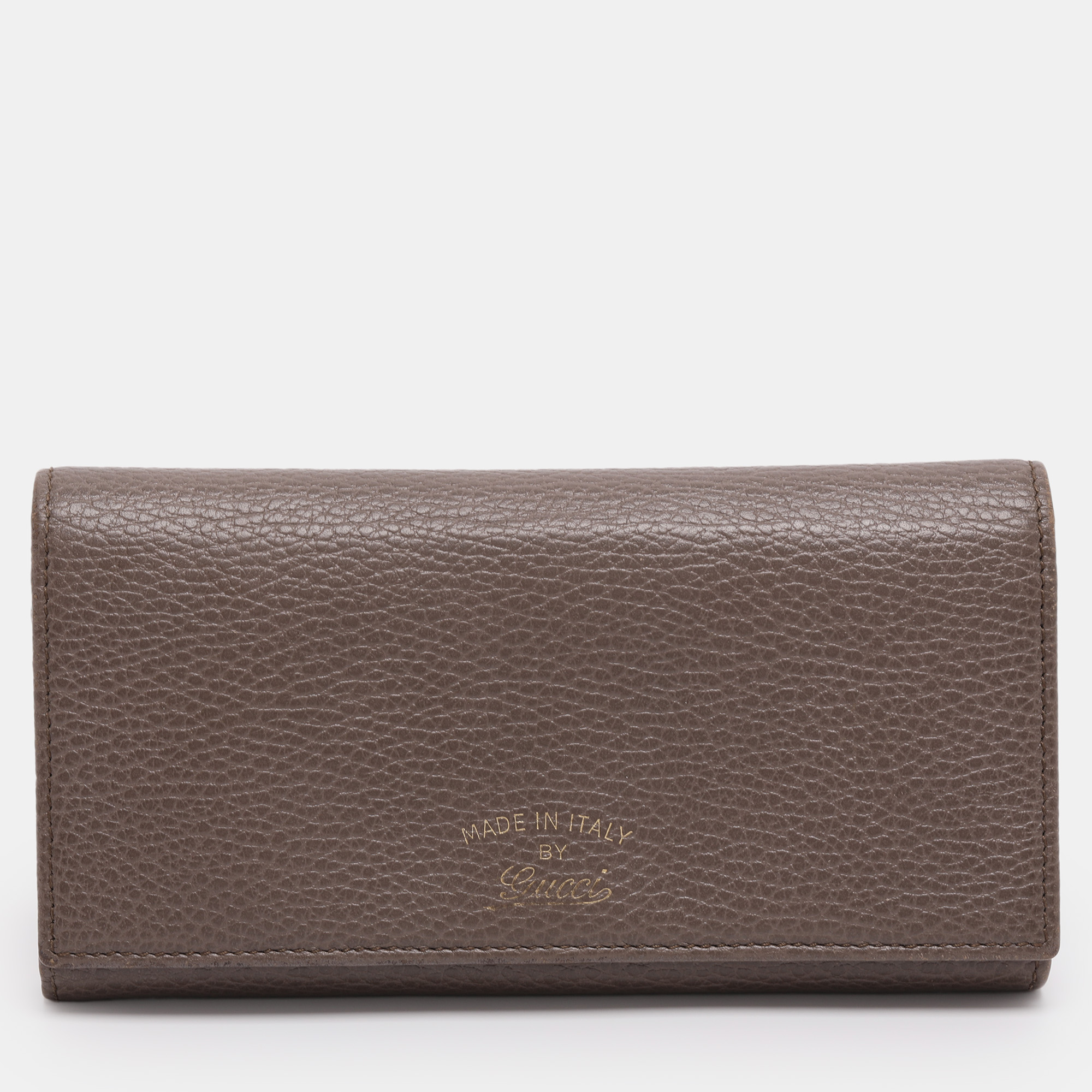 Pre-owned Gucci Taupe Leather Swing Continental Wallet In Gray