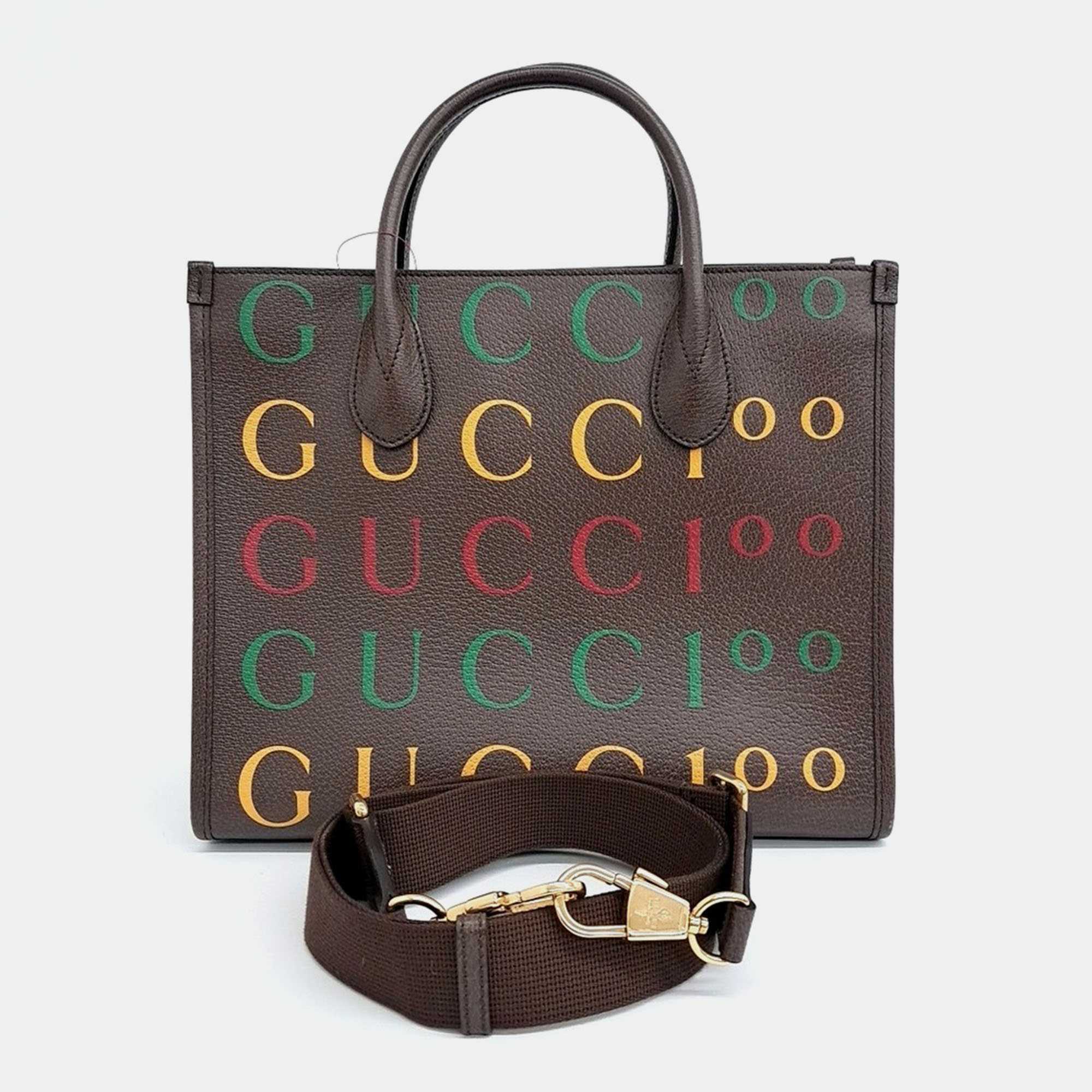 

Gucci Brown Leather 100 Small Tote and Shoulder Bag