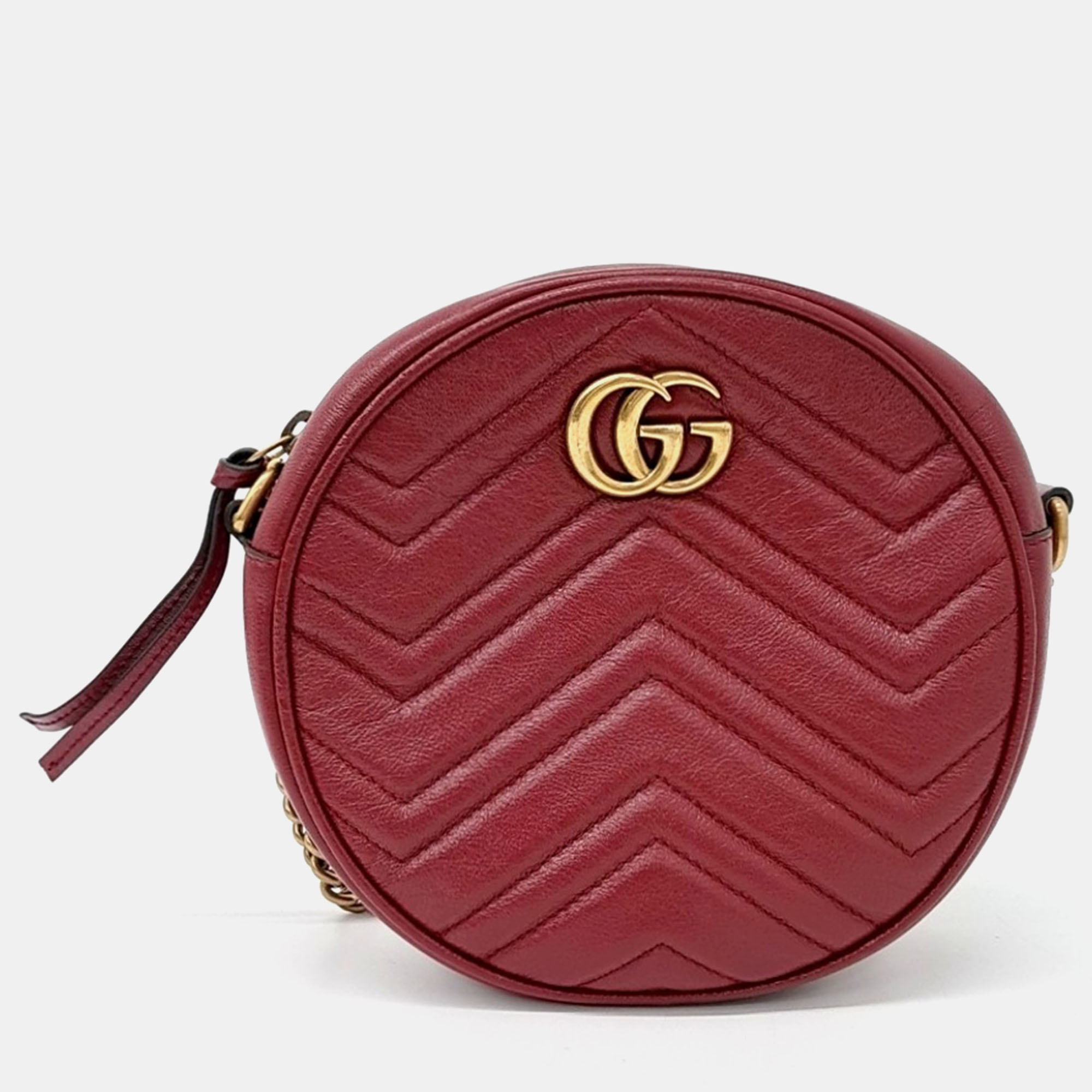 

Gucci Red Leather Marmont Round Shoulder Bag