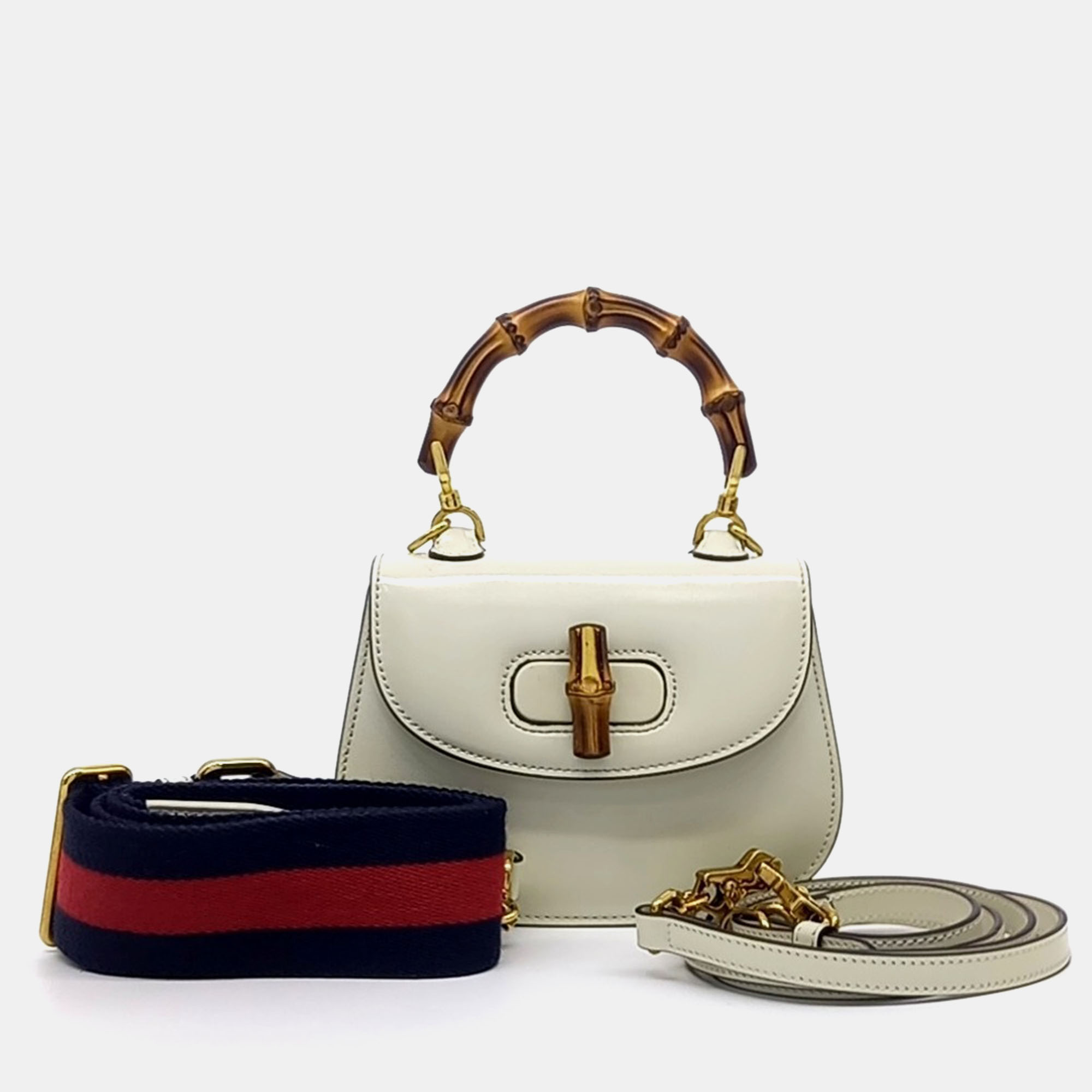 

Gucci White Leather 1947 Mini Top Handle Bag