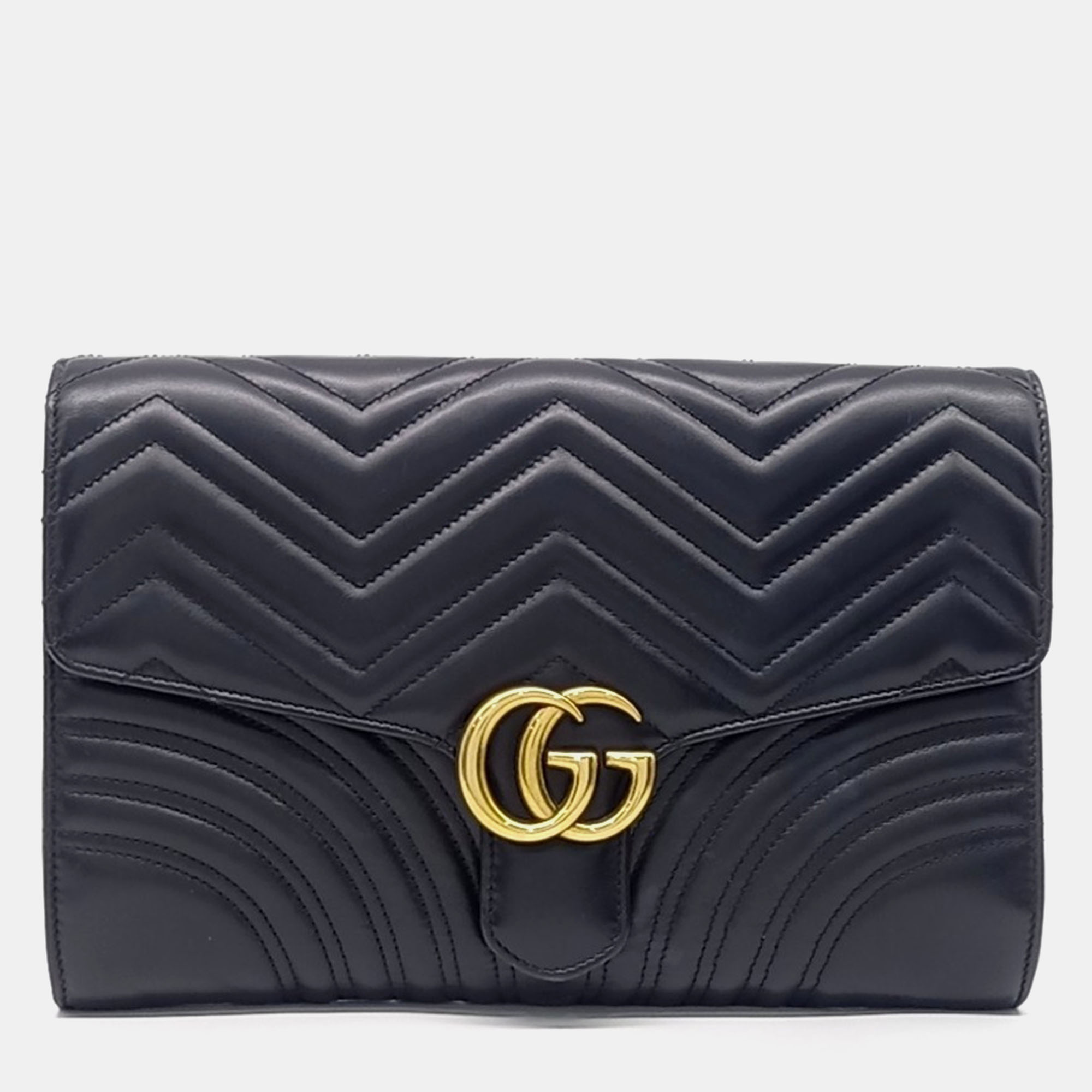 

Gucci Black Leather Marmont Matelasse Clutch