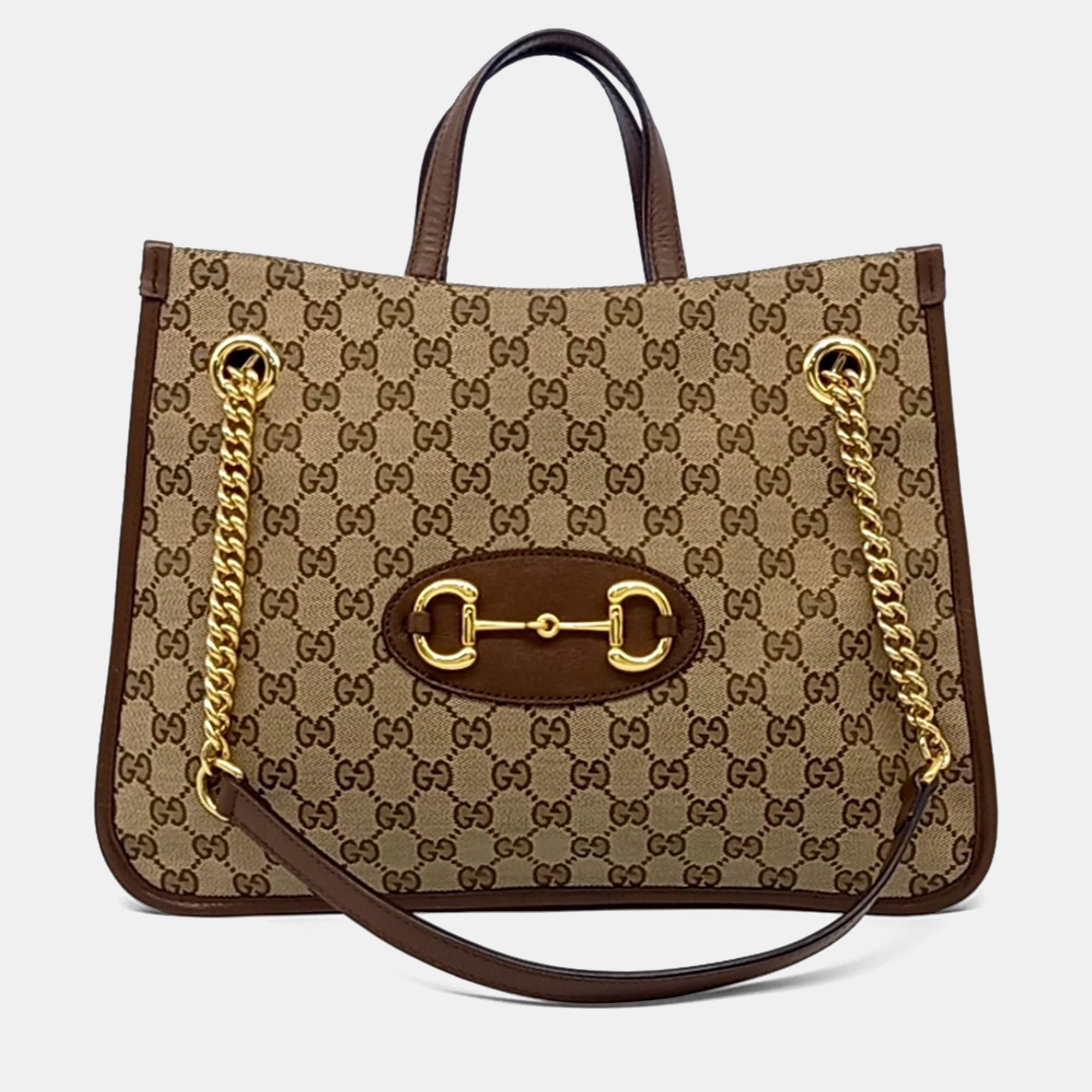 

Gucci Beige/Brown Coated Canvas 1955 Horsebit Medium Tote Bag