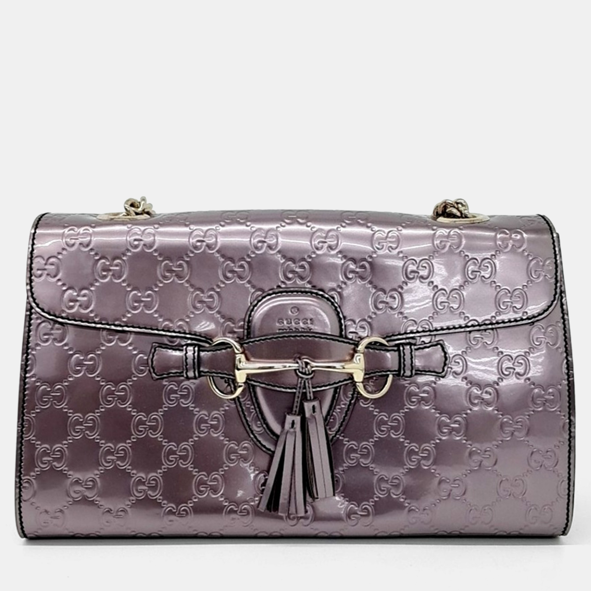 

Gucci Purple Leather Cimaline Horsebit Chain Shoulder Bag