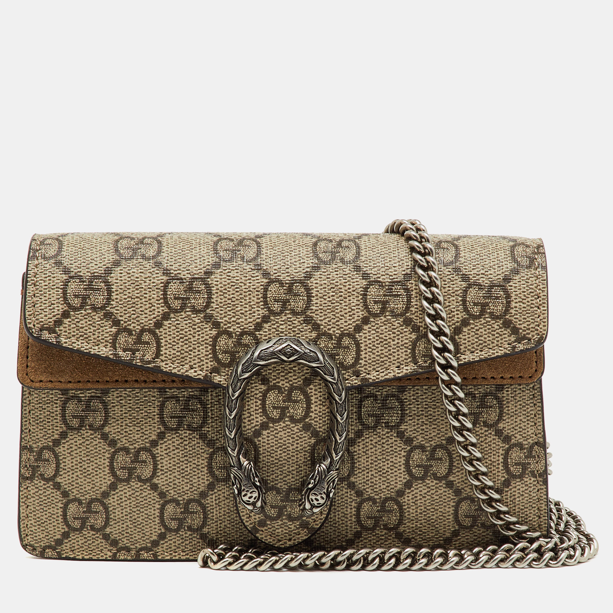 

Gucci Beige/Brown GG Supreme Canvas and Suede Super Mini Dionysus Shoulder Bag