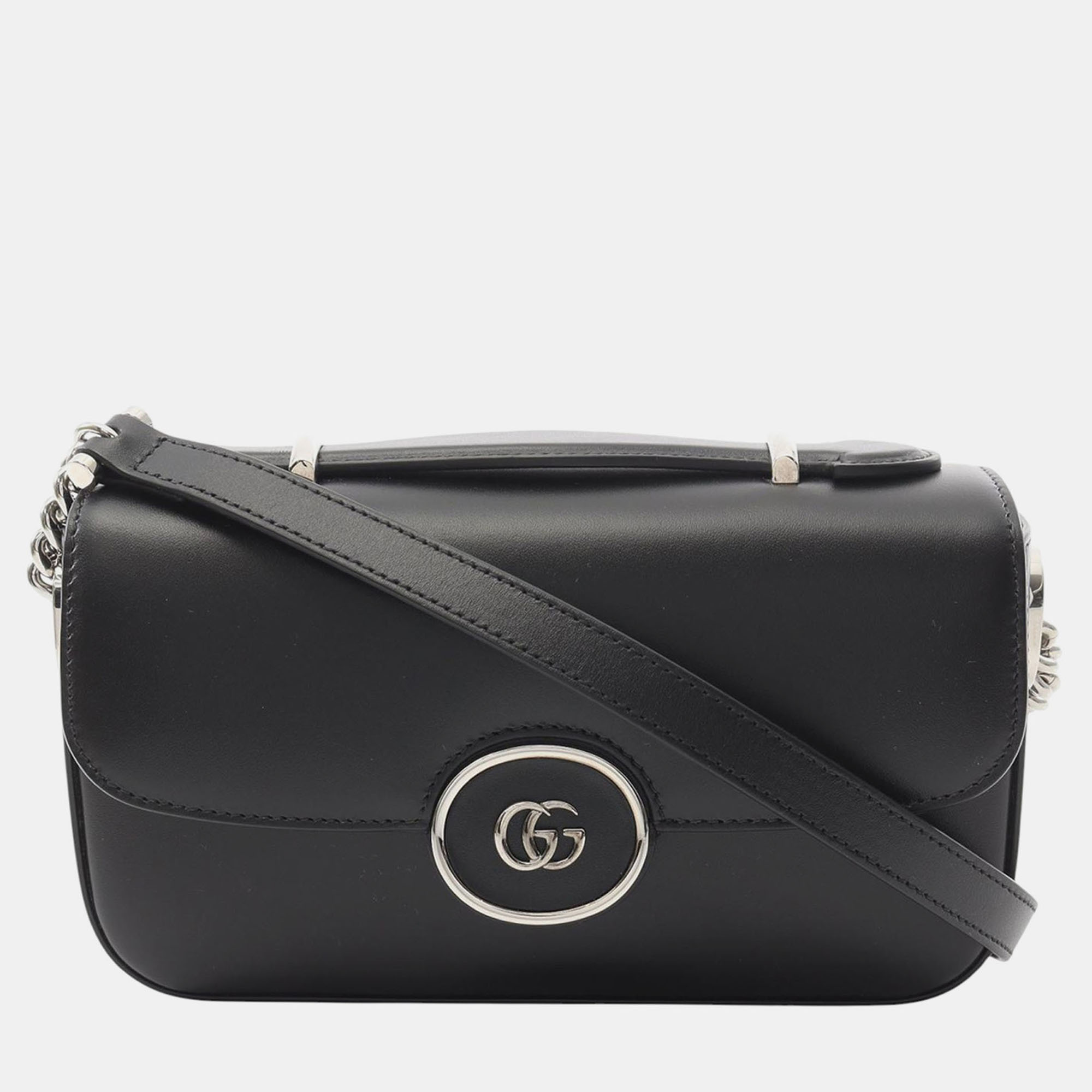 

Gucci Black Mini Leather Petite GG Satchel