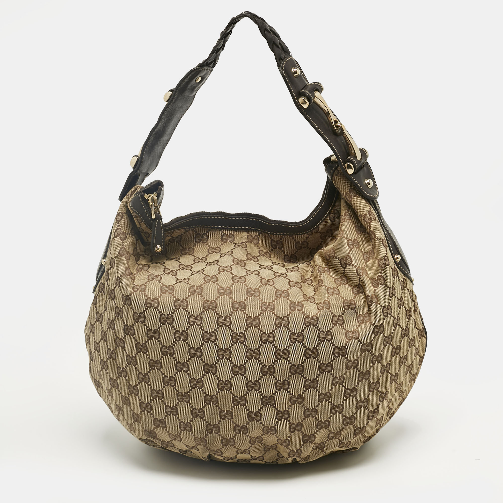 

Gucci Beige/Brown GG Canvas and Leather Pelham Hobo