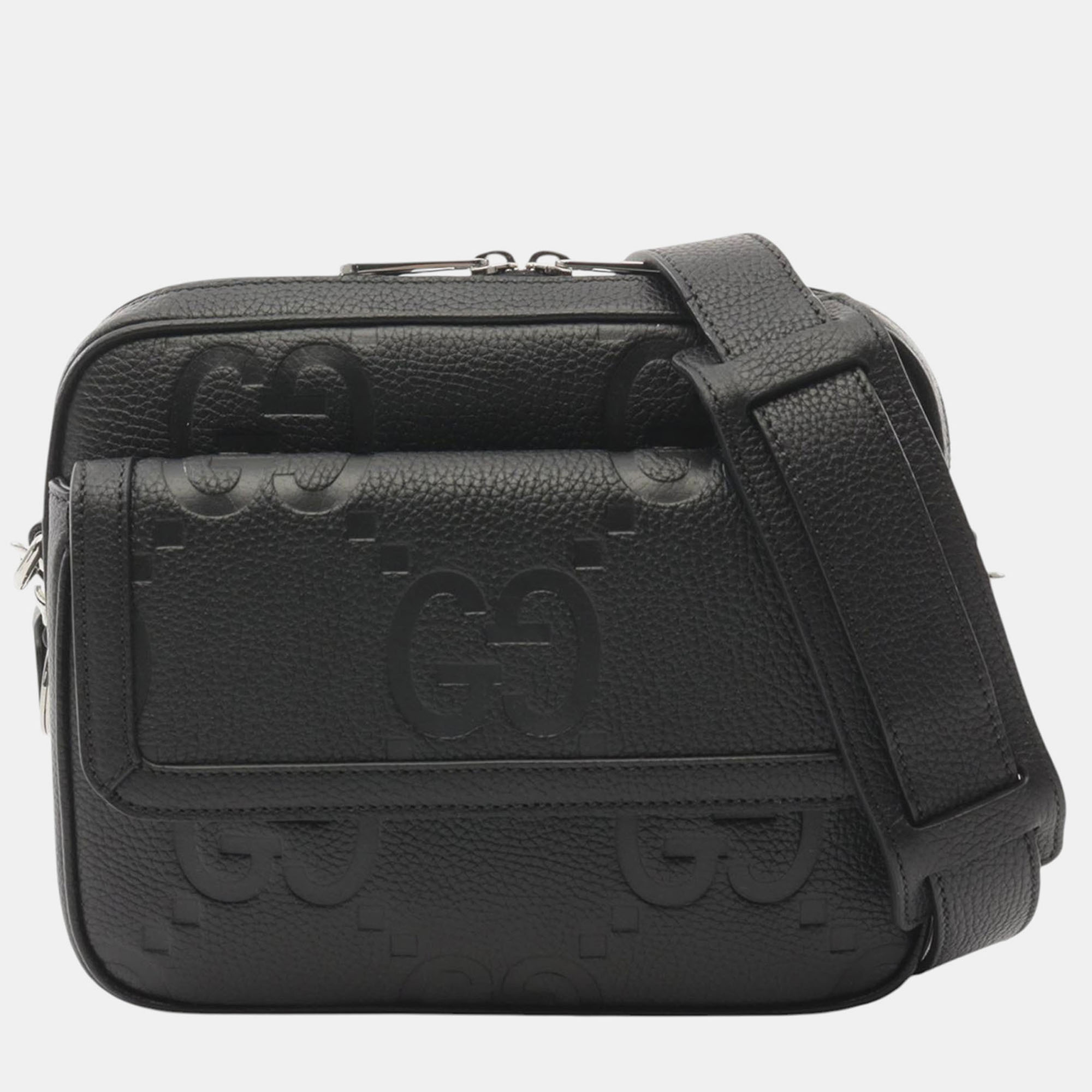 

Gucci Black Small Jumbo GG Embossed Leather Crossbody