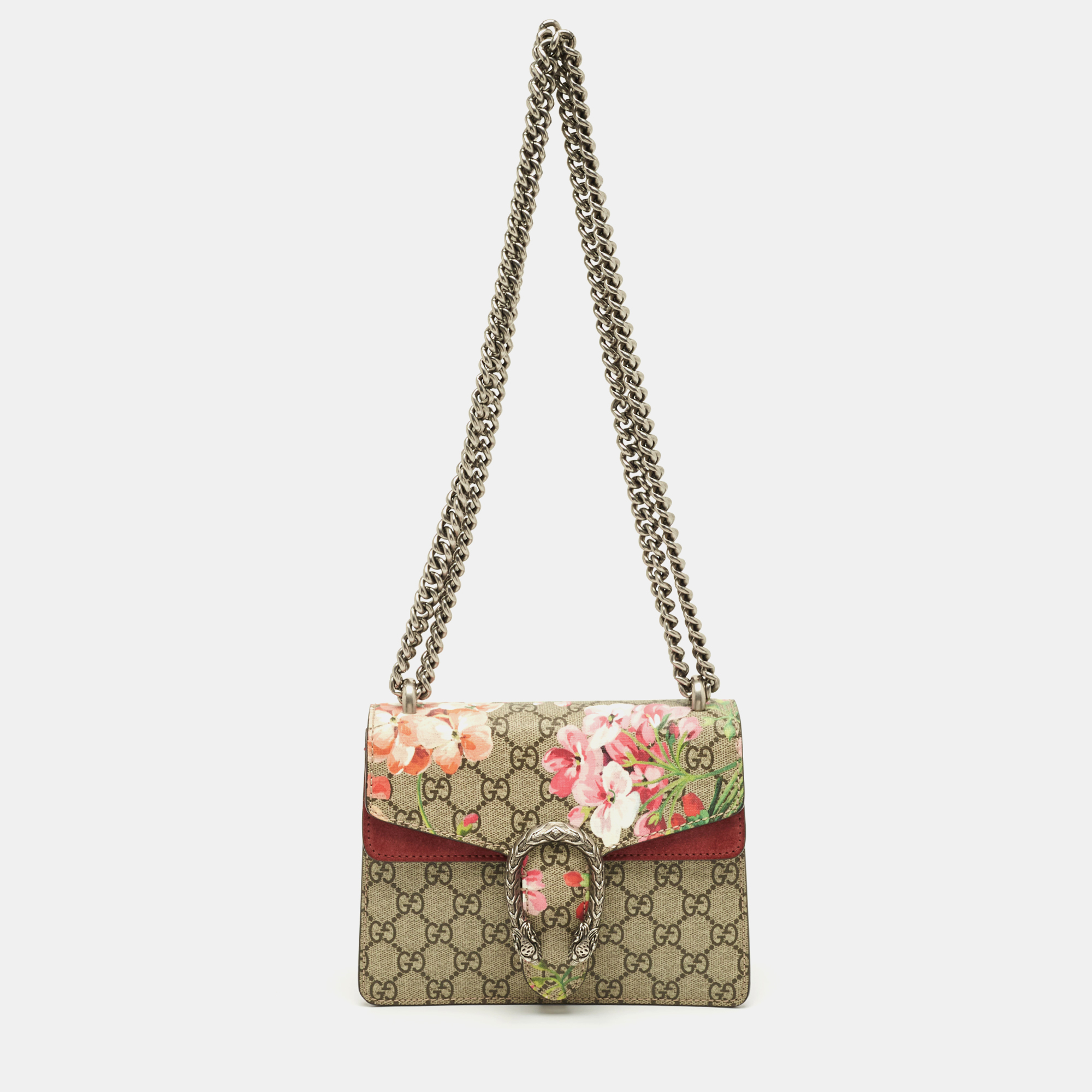 

Gucci Old Rose/Beige GG Supreme Canvas Mini Blooms Dionysus Shoulder Bag, Pink