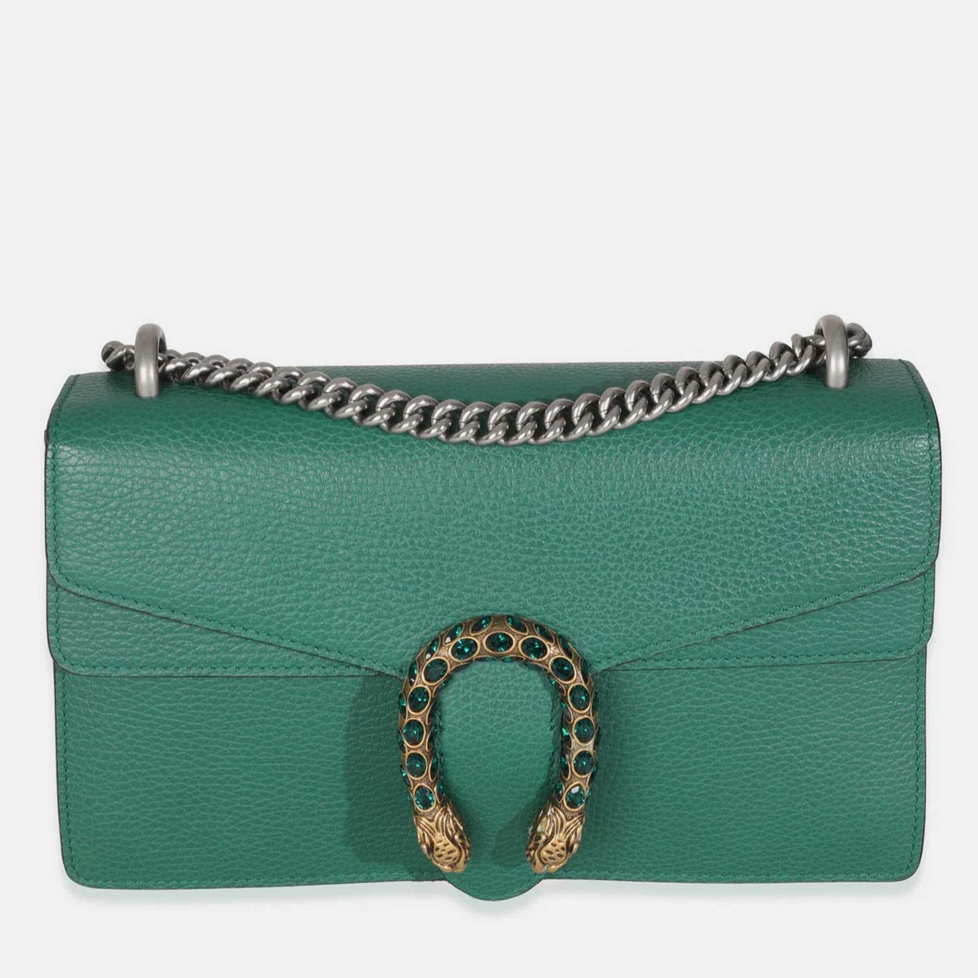 

Gucci Emerald Pebbled Calfskin Small Dionysus Shoulder Bag, Green