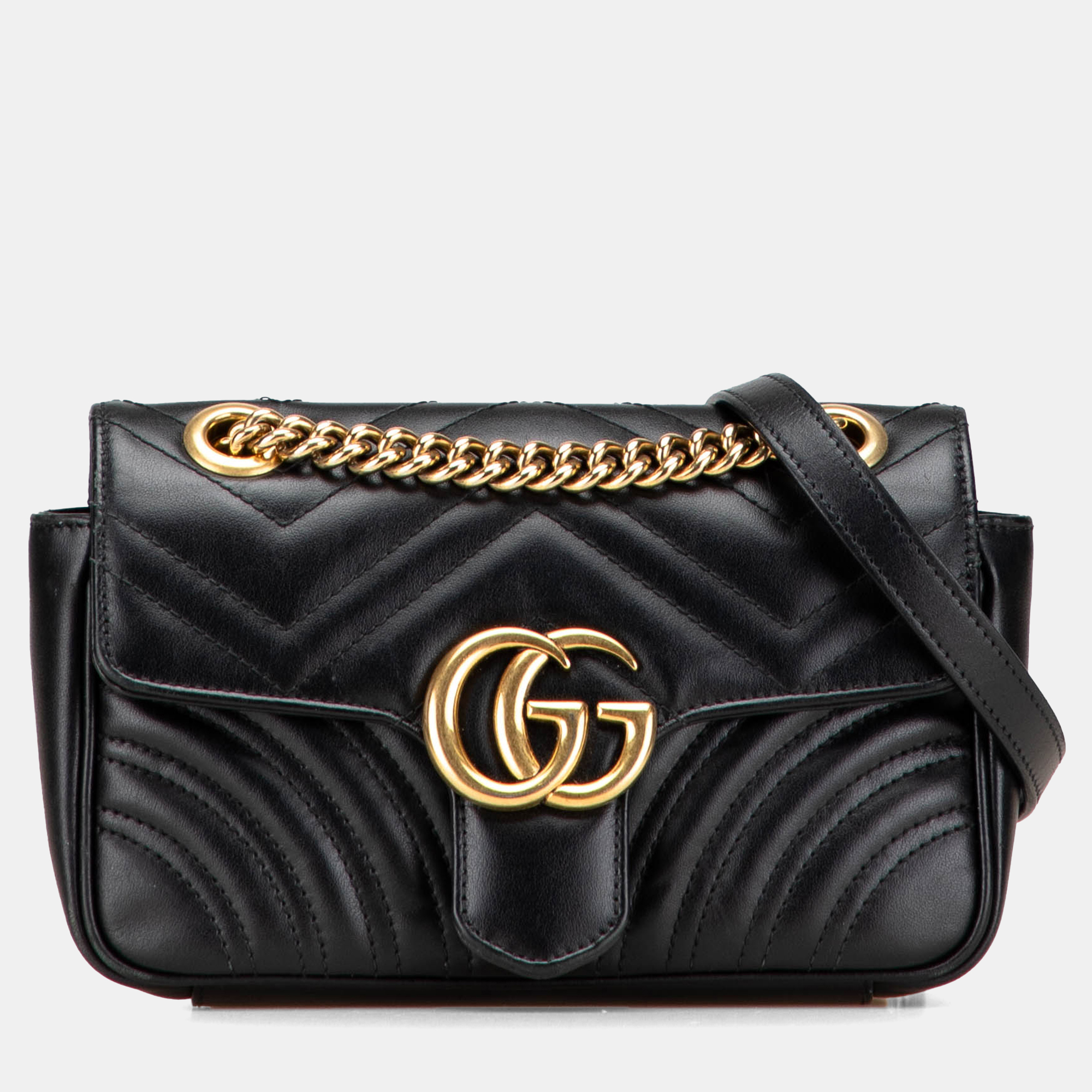 

Gucci Black Small GG Marmont Matelasse Leather Shoulder Bag