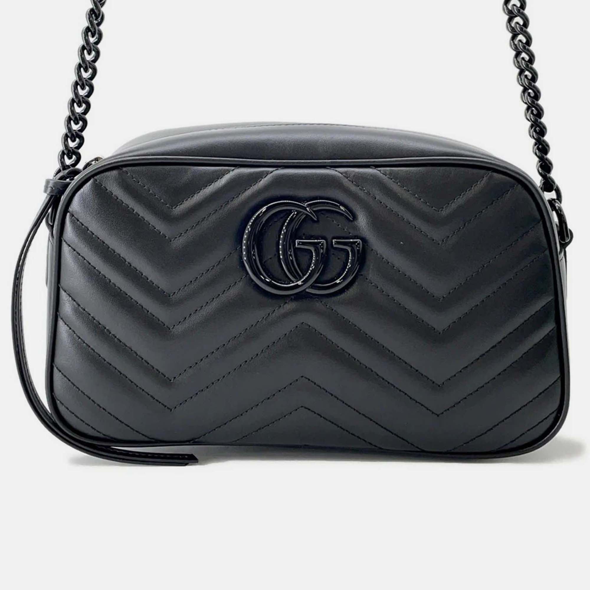 

Gucci GG Marmont Small Camera Bag Black Leather Size Small