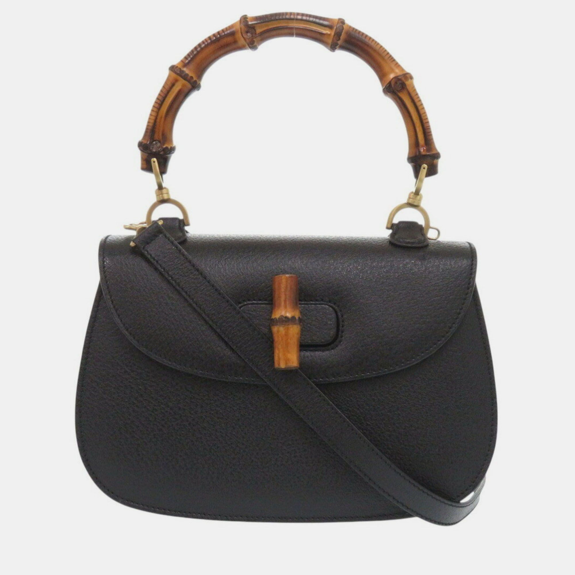 

Gucci Bamboo Leather Black Handbag