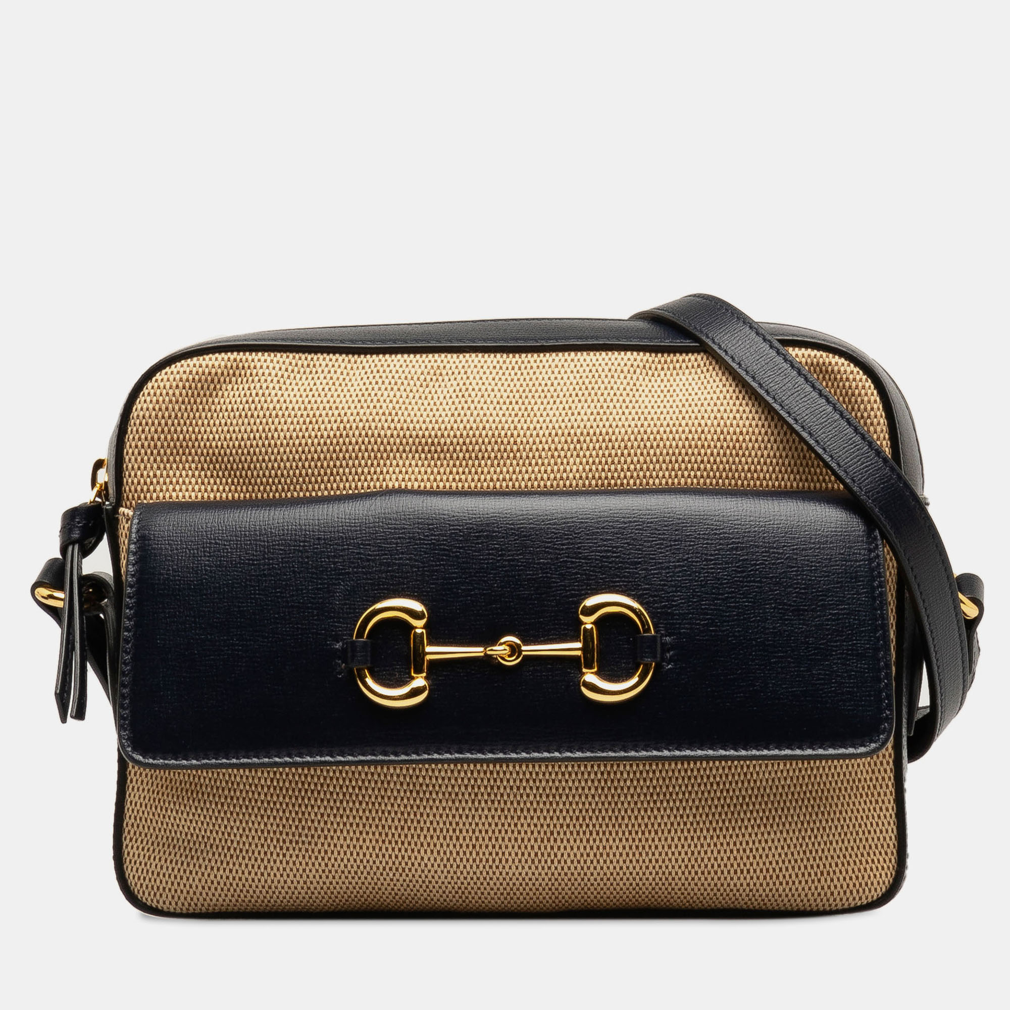 

Gucci Beige/Black Horsebit 1955 Flap Pocket Camera Bag
