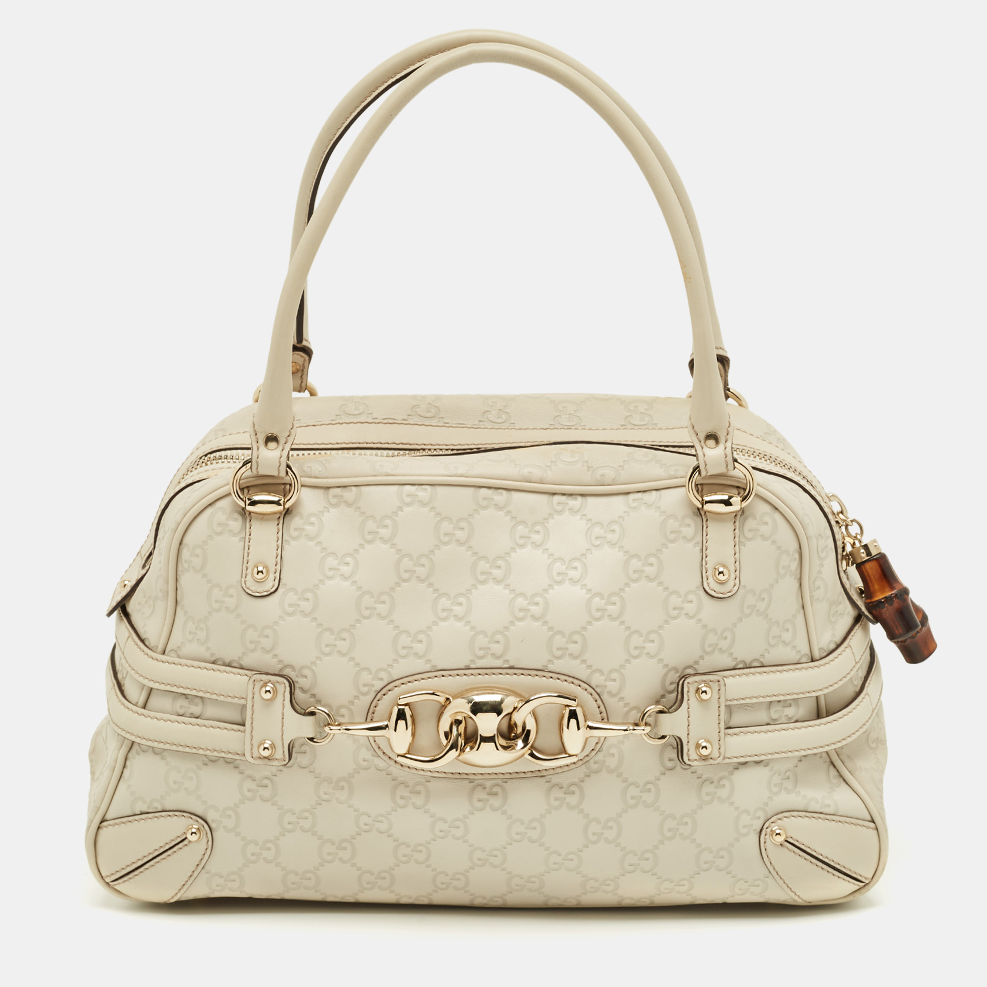 

Gucci White Guccissima Leather Large Wave Boston Bag