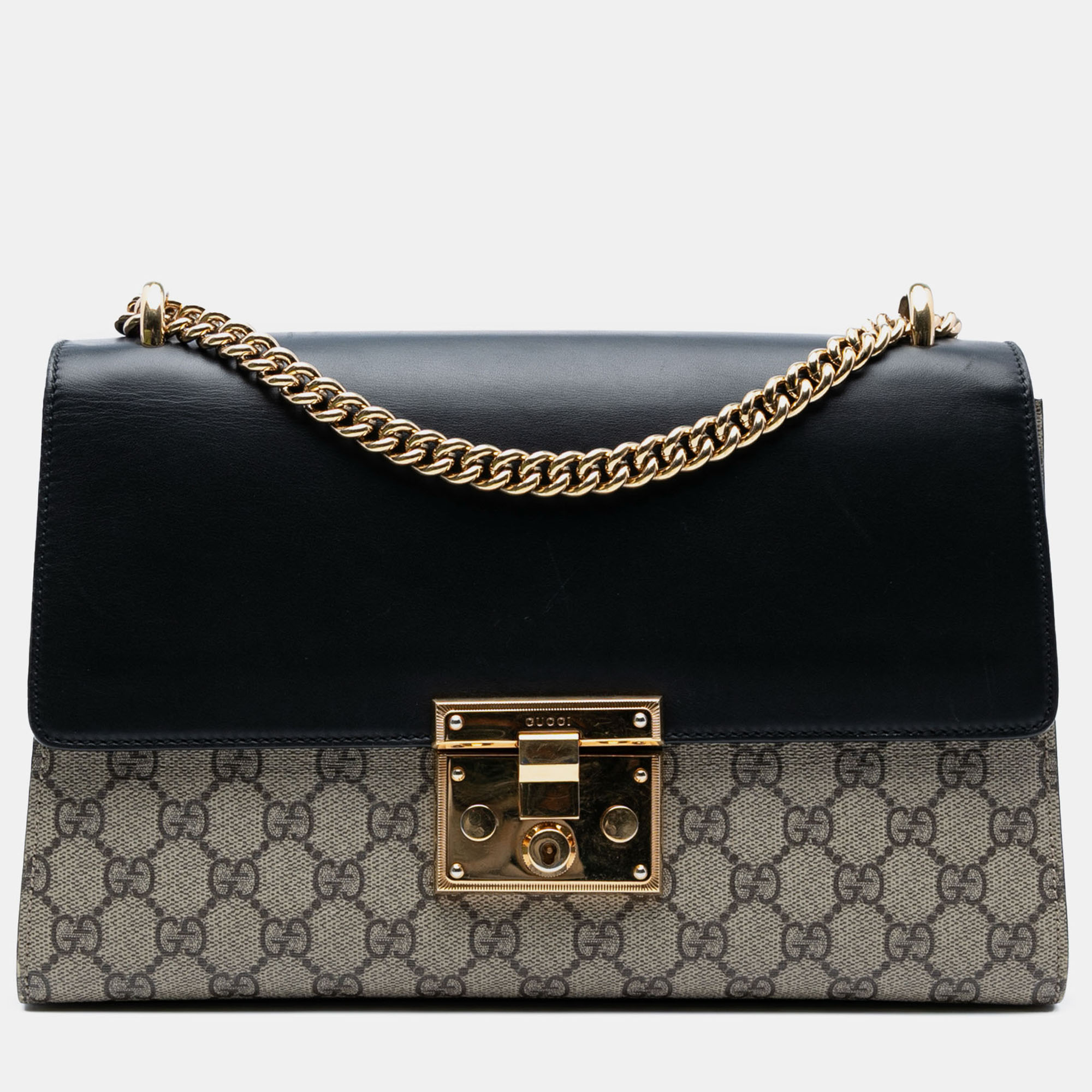 

Gucci Beige/Black Medium GG Supreme Padlock Shoulder Bag