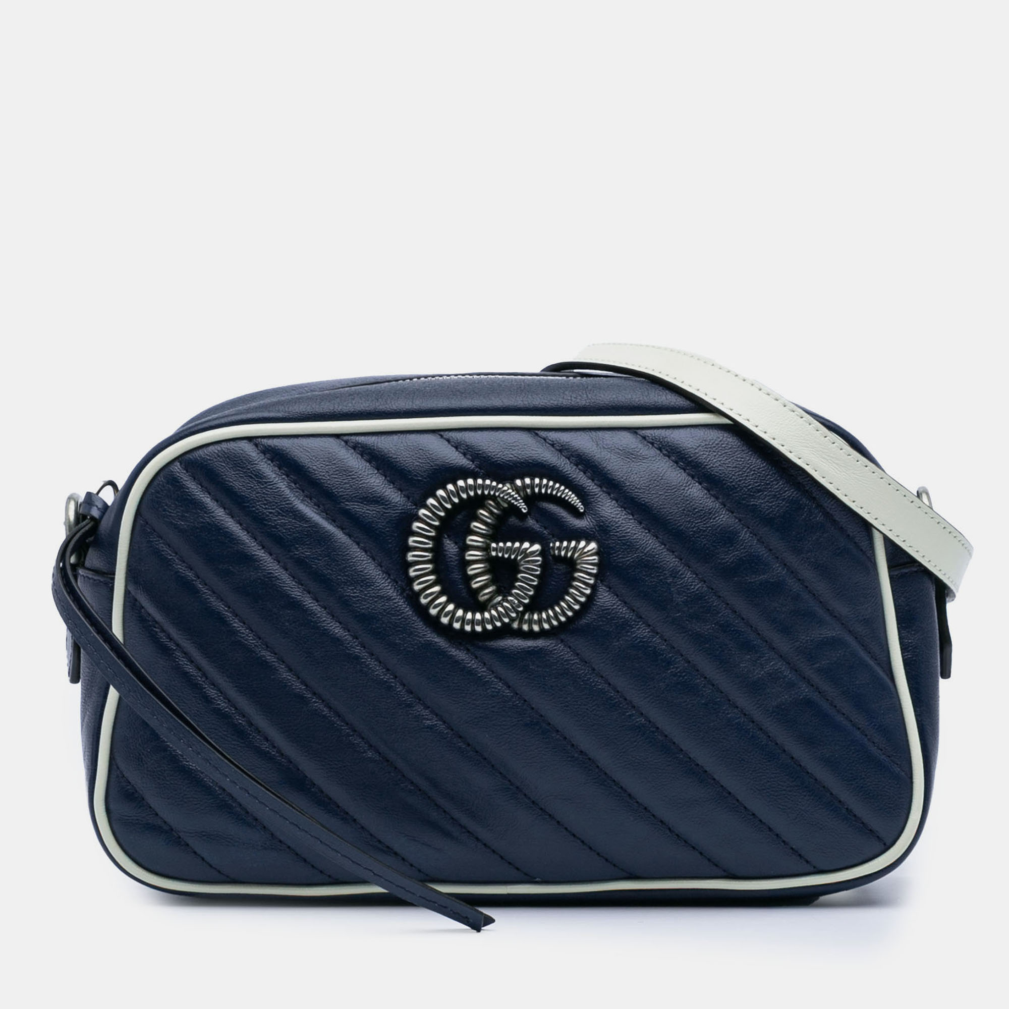 

Gucci Blue Small GG Marmont Leather Torchon Crossbody